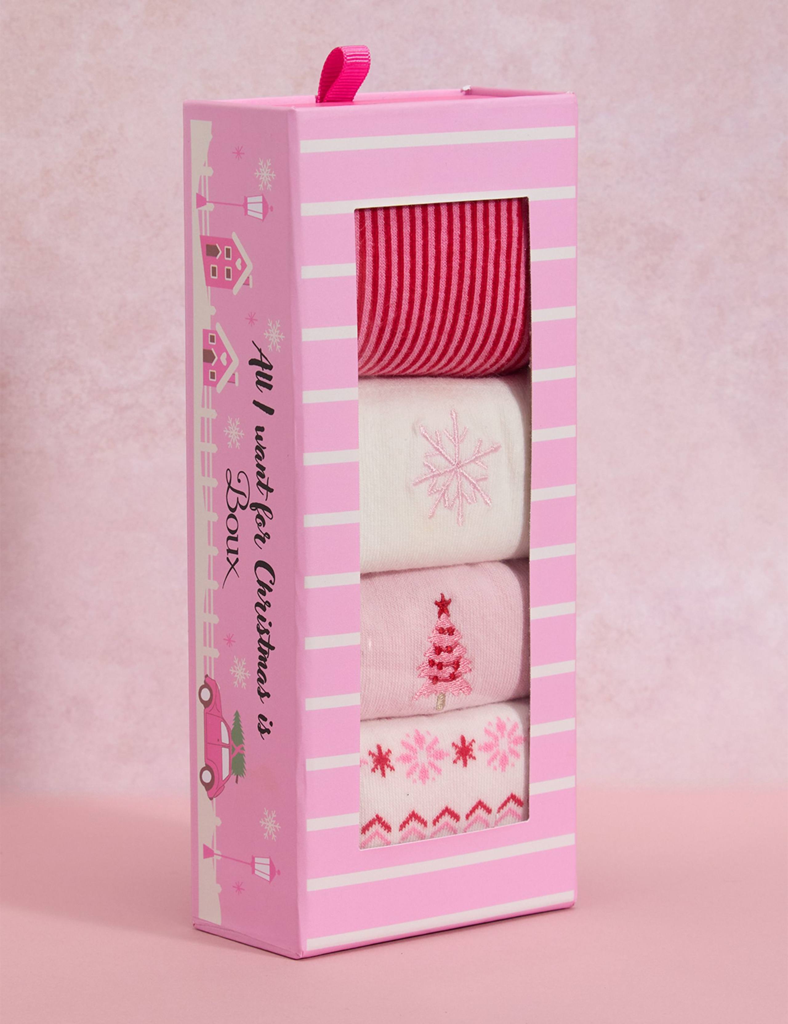 4pk Christmas Socks Gift Box