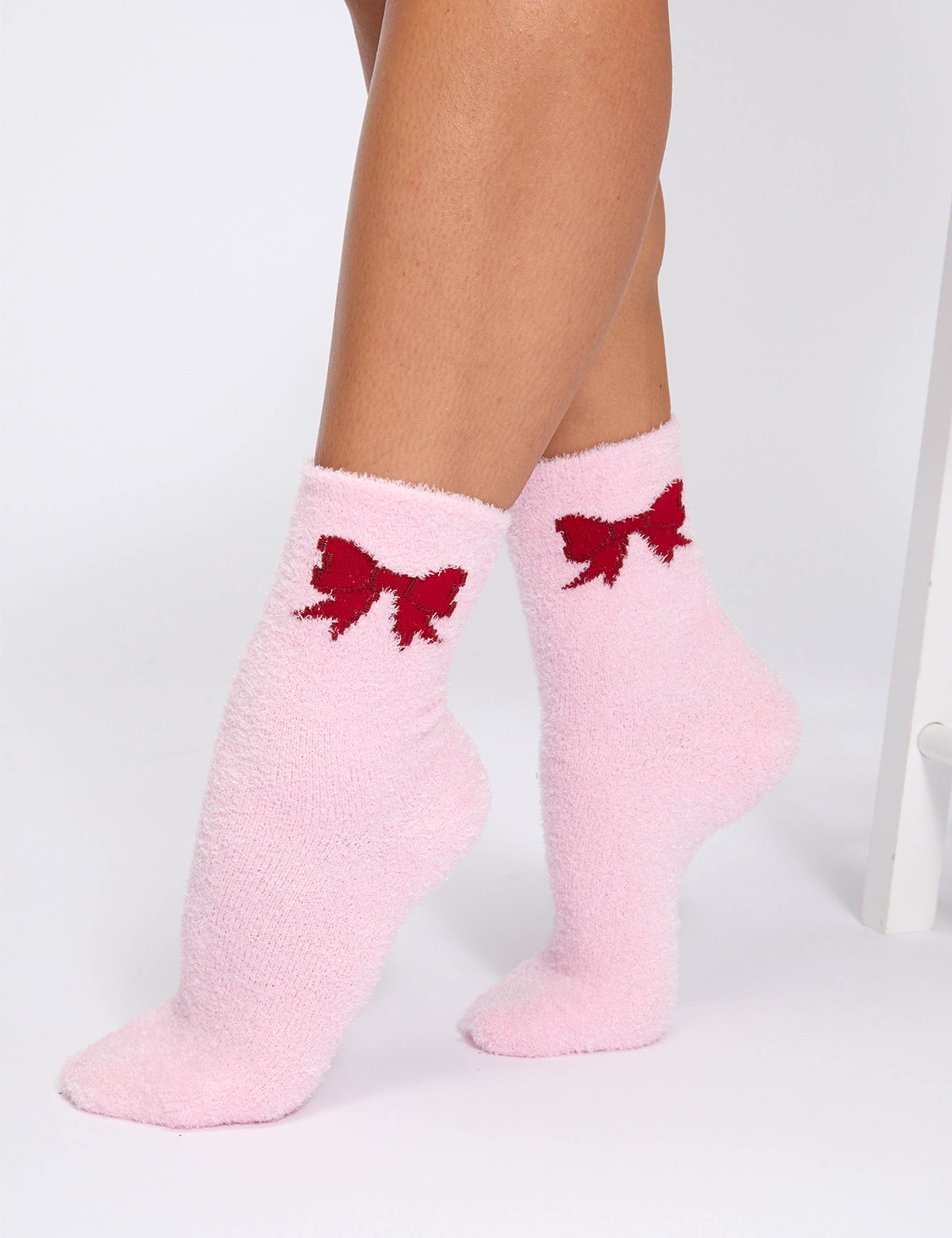 2pk Bow Fluffy Socks