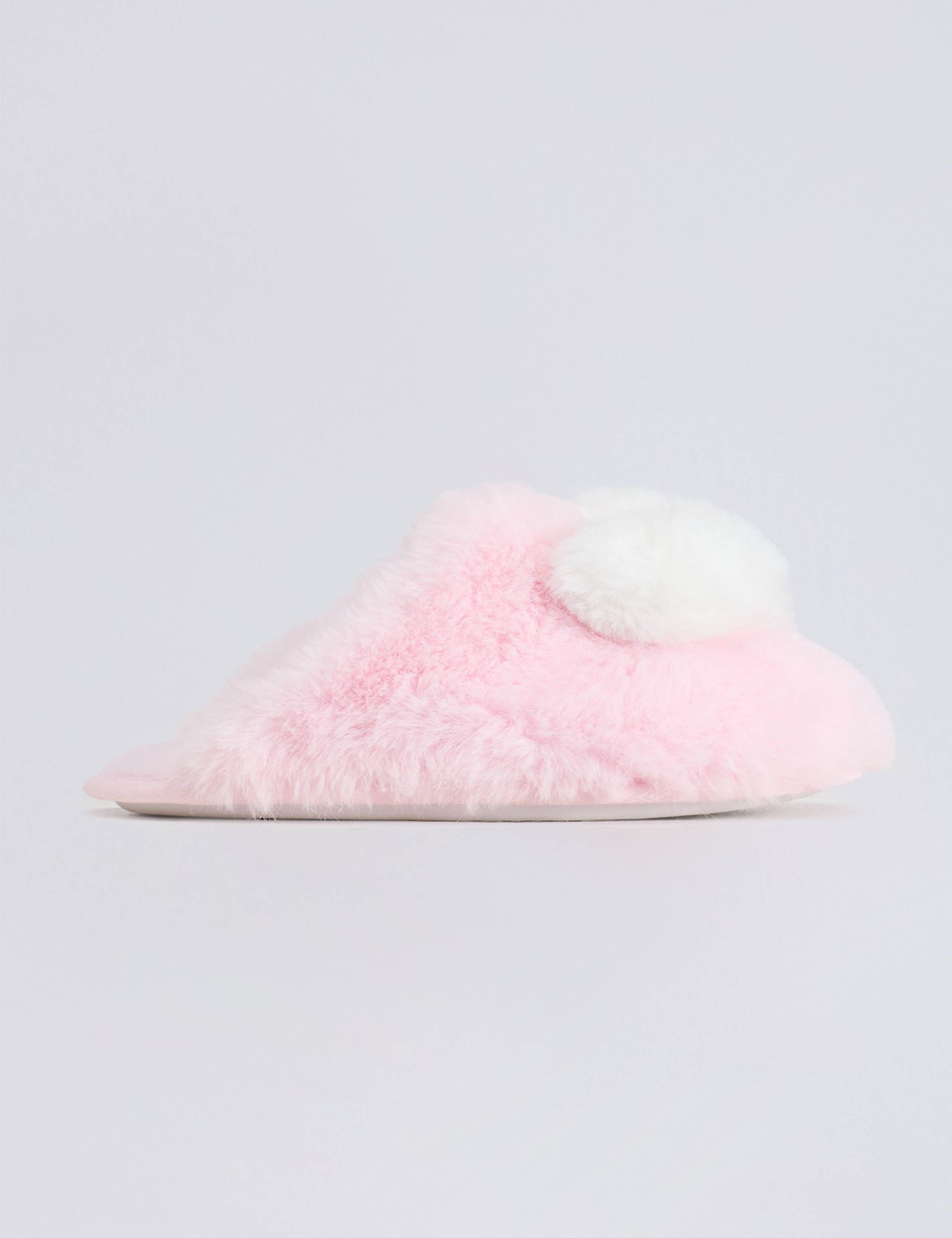 Faux Fur Heart Mule Slippers