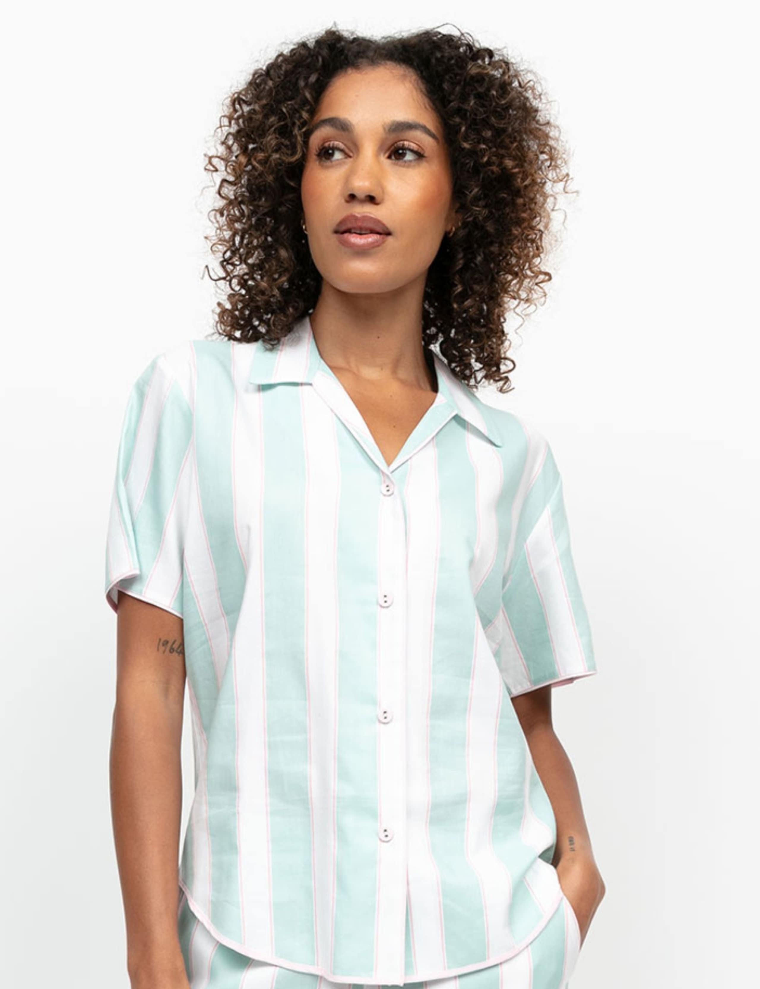Cotton Modal Striped Pyjama Top