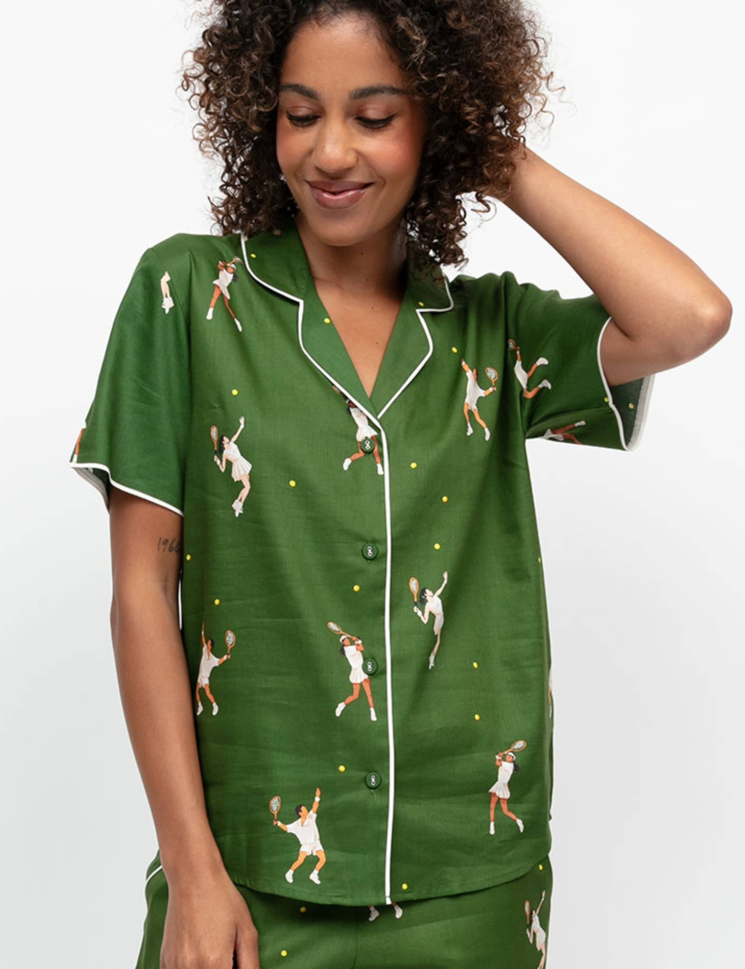 Cotton Modal Tennis Print Pyjama Top