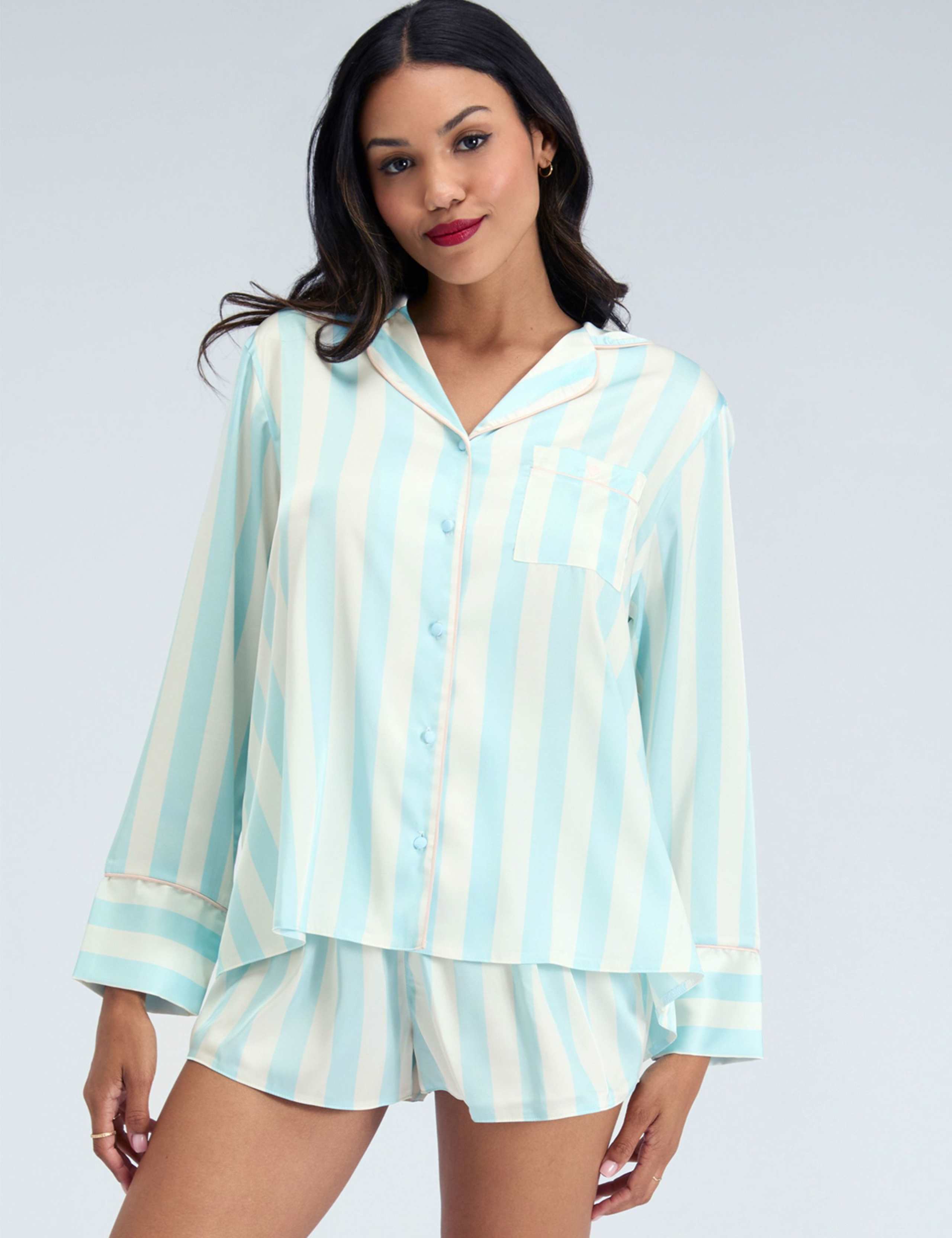 Satin Striped Shortie Set