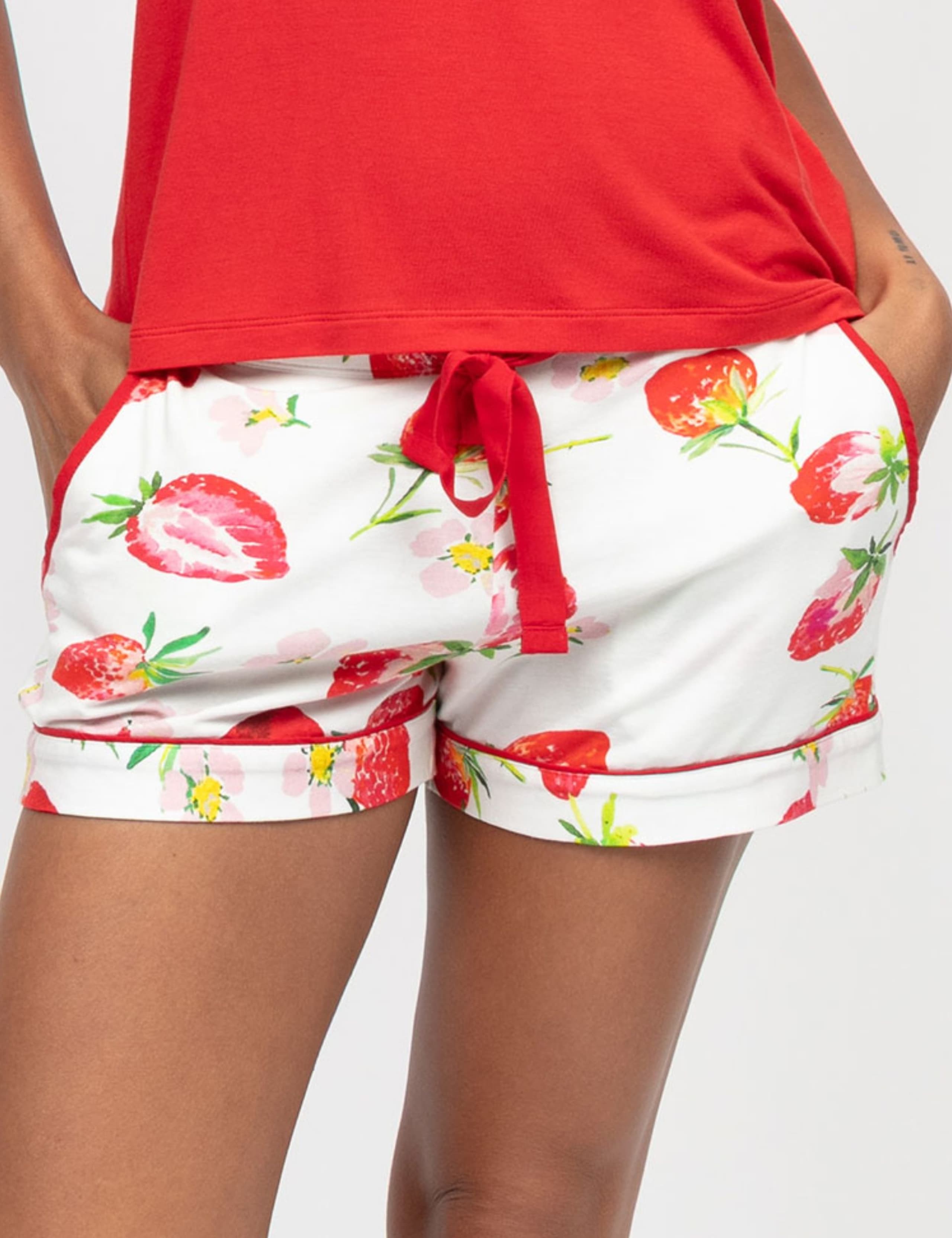Cotton Modal Strawberry Pyjama Shorts
