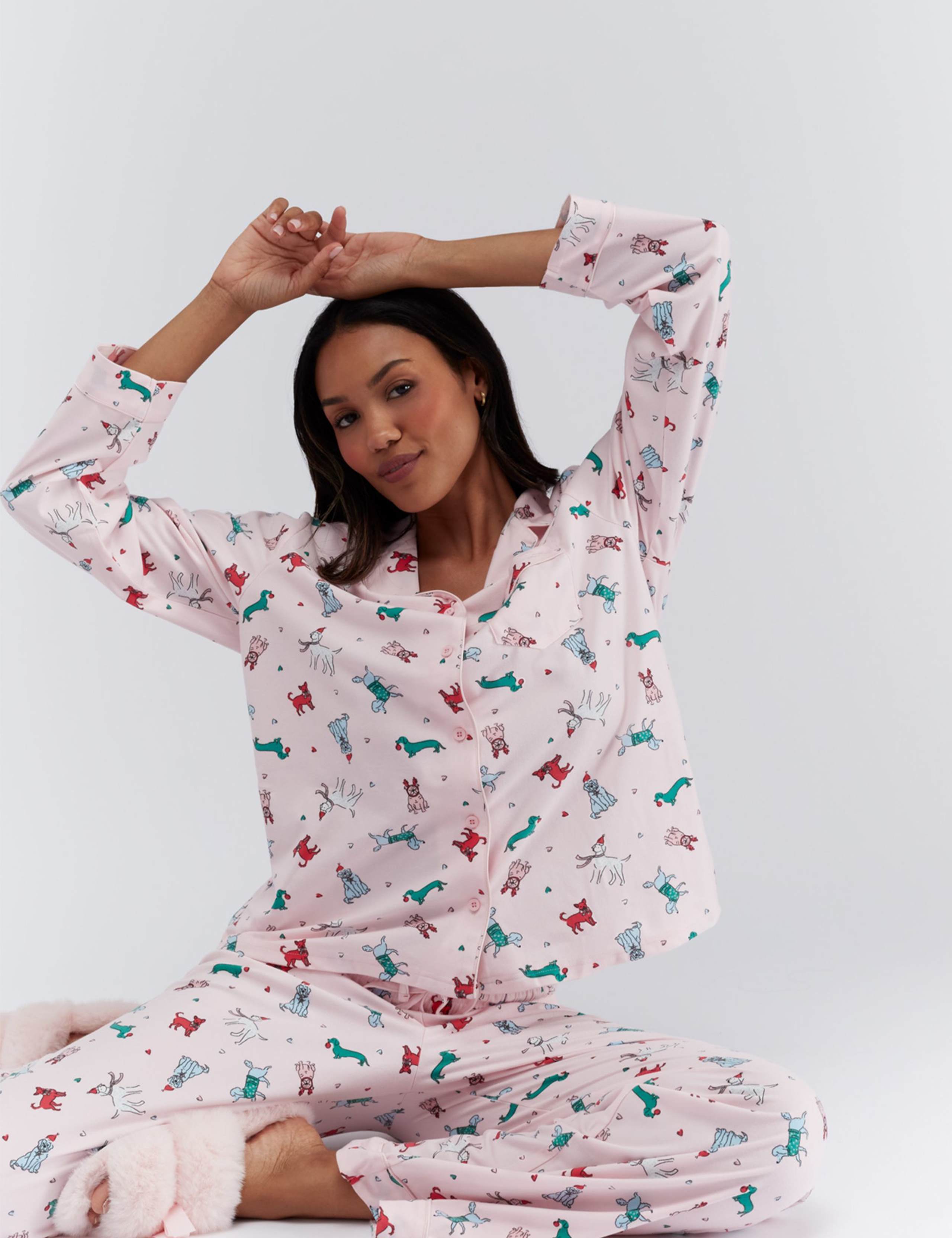 Fleece Dog Print Pyjamas in a Bag