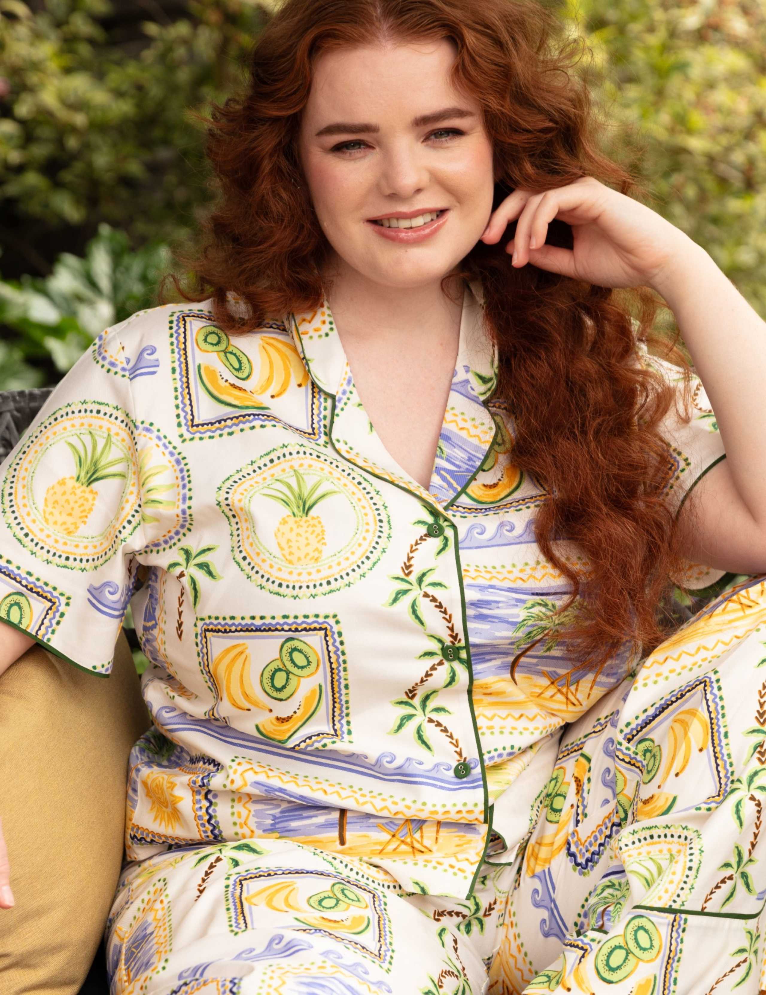 Cotton Modal Postcard Print Pyjama Top