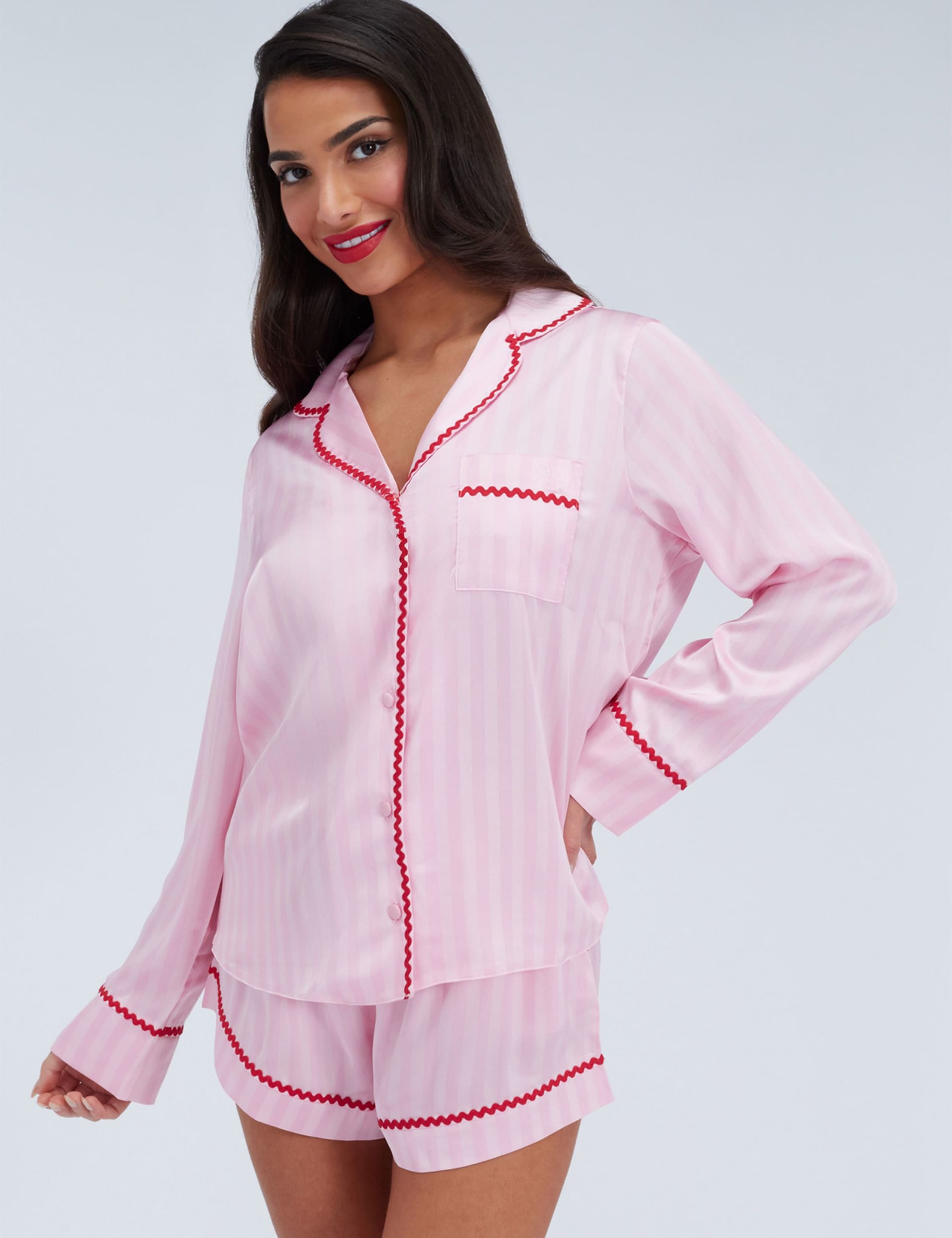 Satin Striped Shortie Set