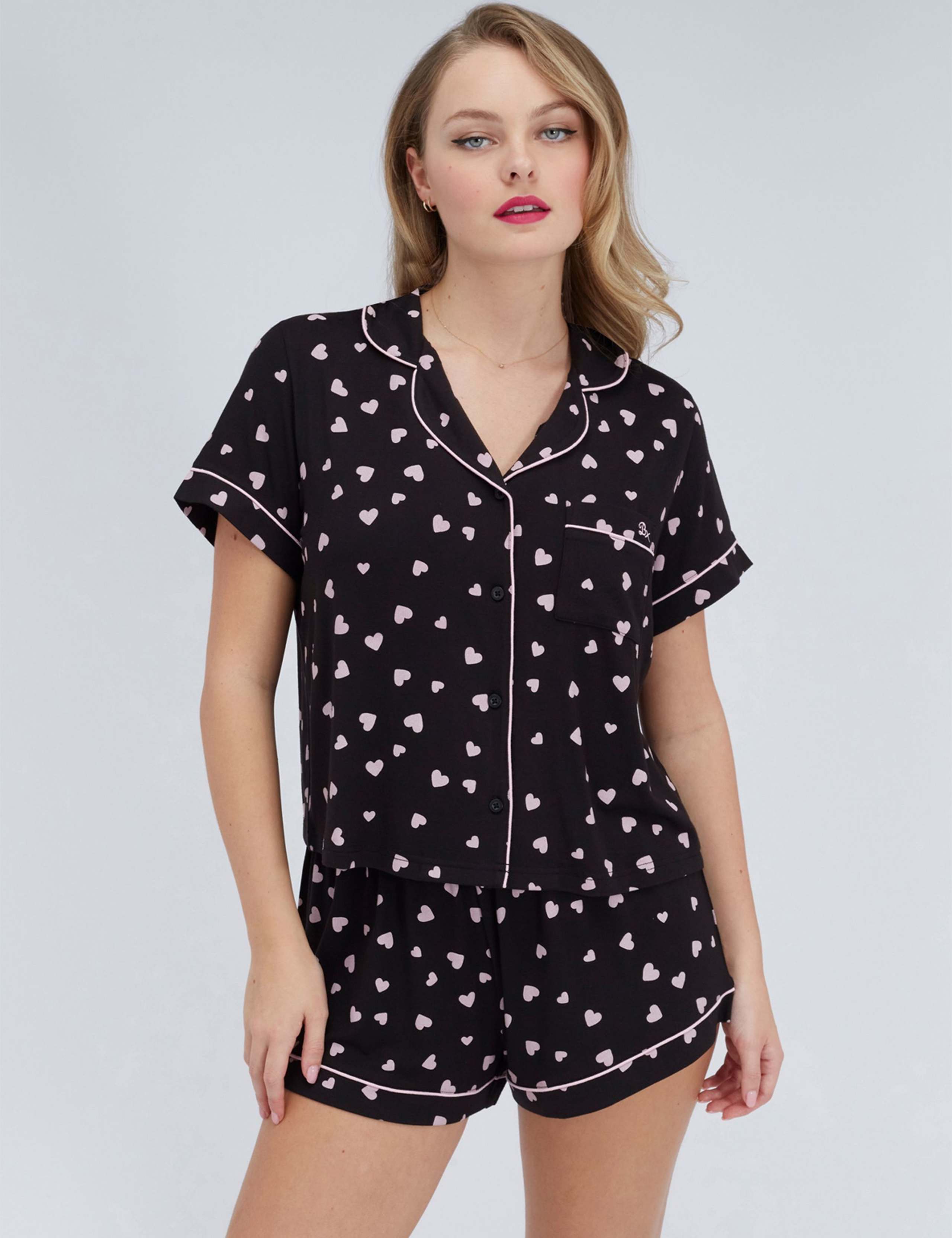 Modal Rich Heart Print Shortie Set