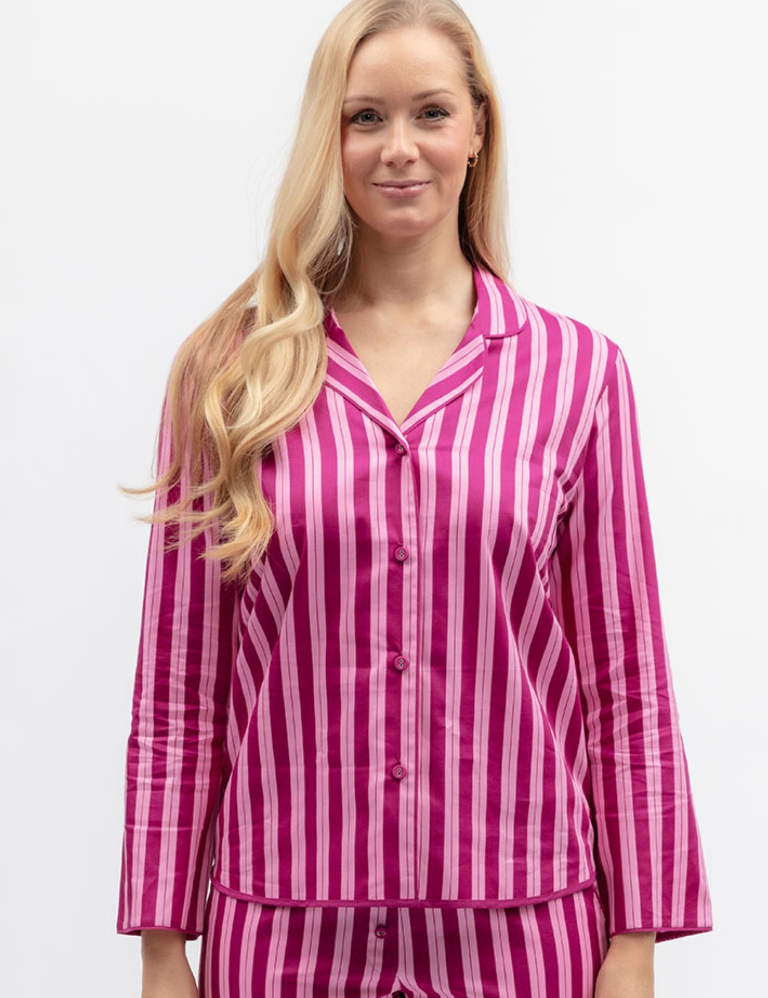 Cotton Modal Striped Revere Pyjama Top