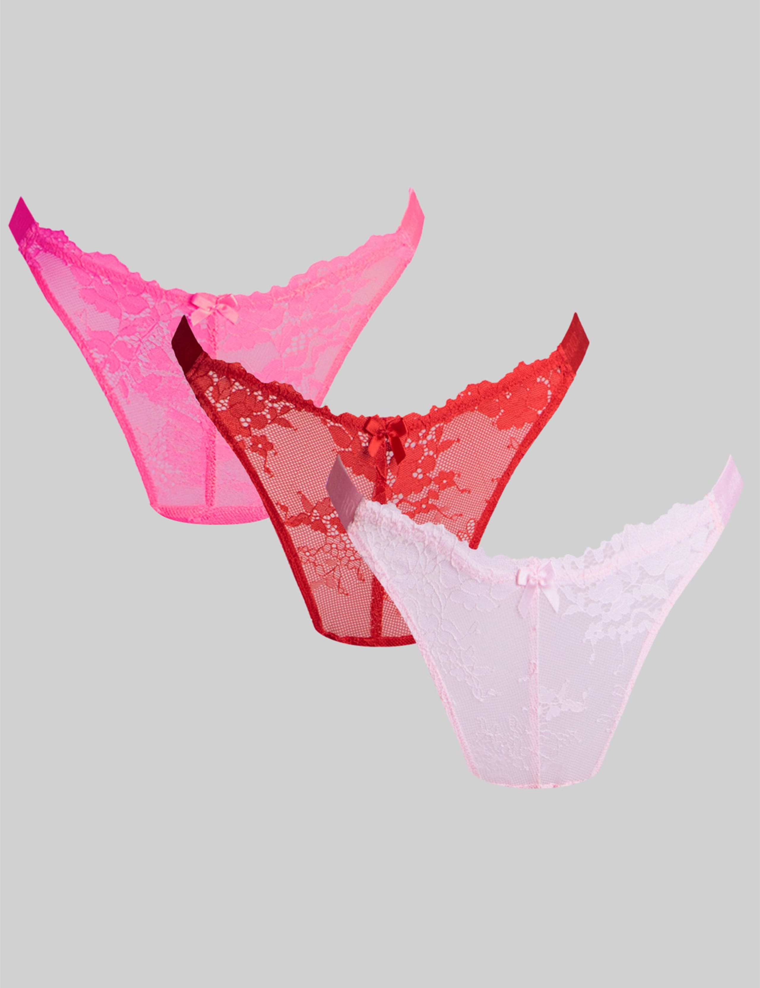 3 Pack Fran Floral Lace Thongs