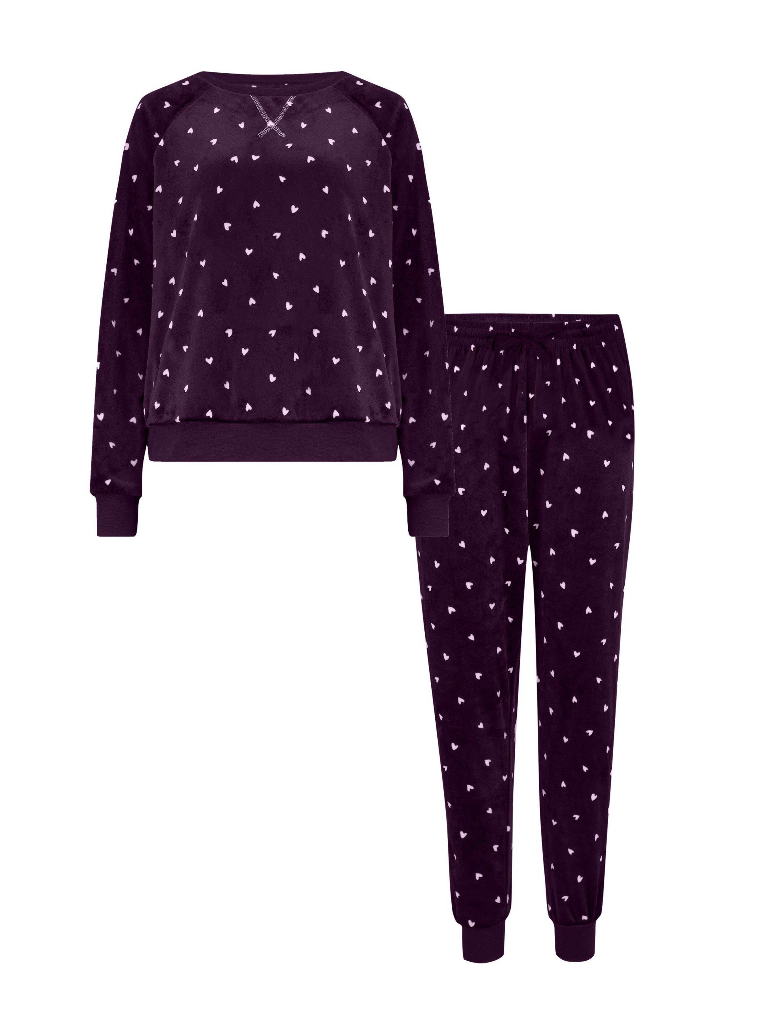 Fleece Heart Print Pyjama Set