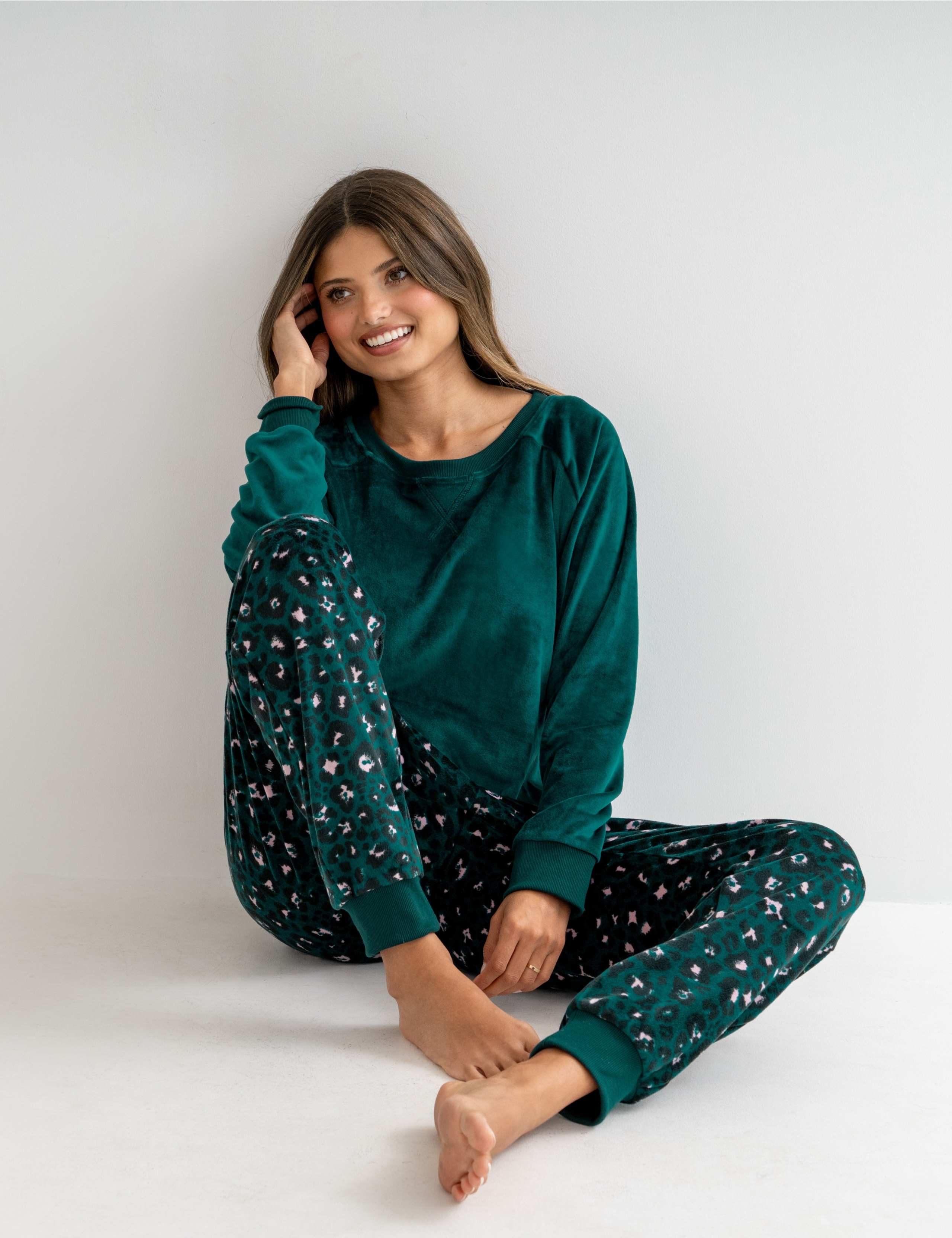 Fleece Heart Print Pyjama Set
