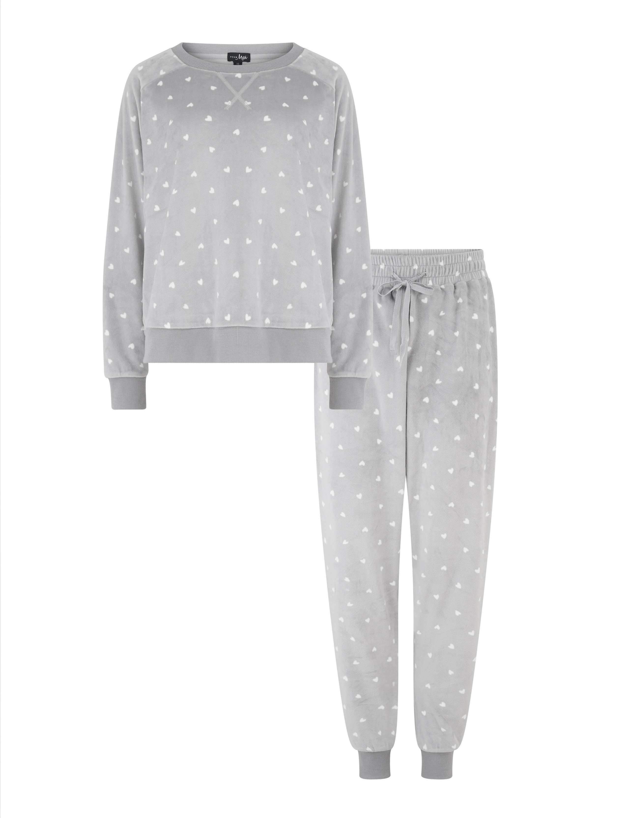 Fleece Heart Print Pyjama Set