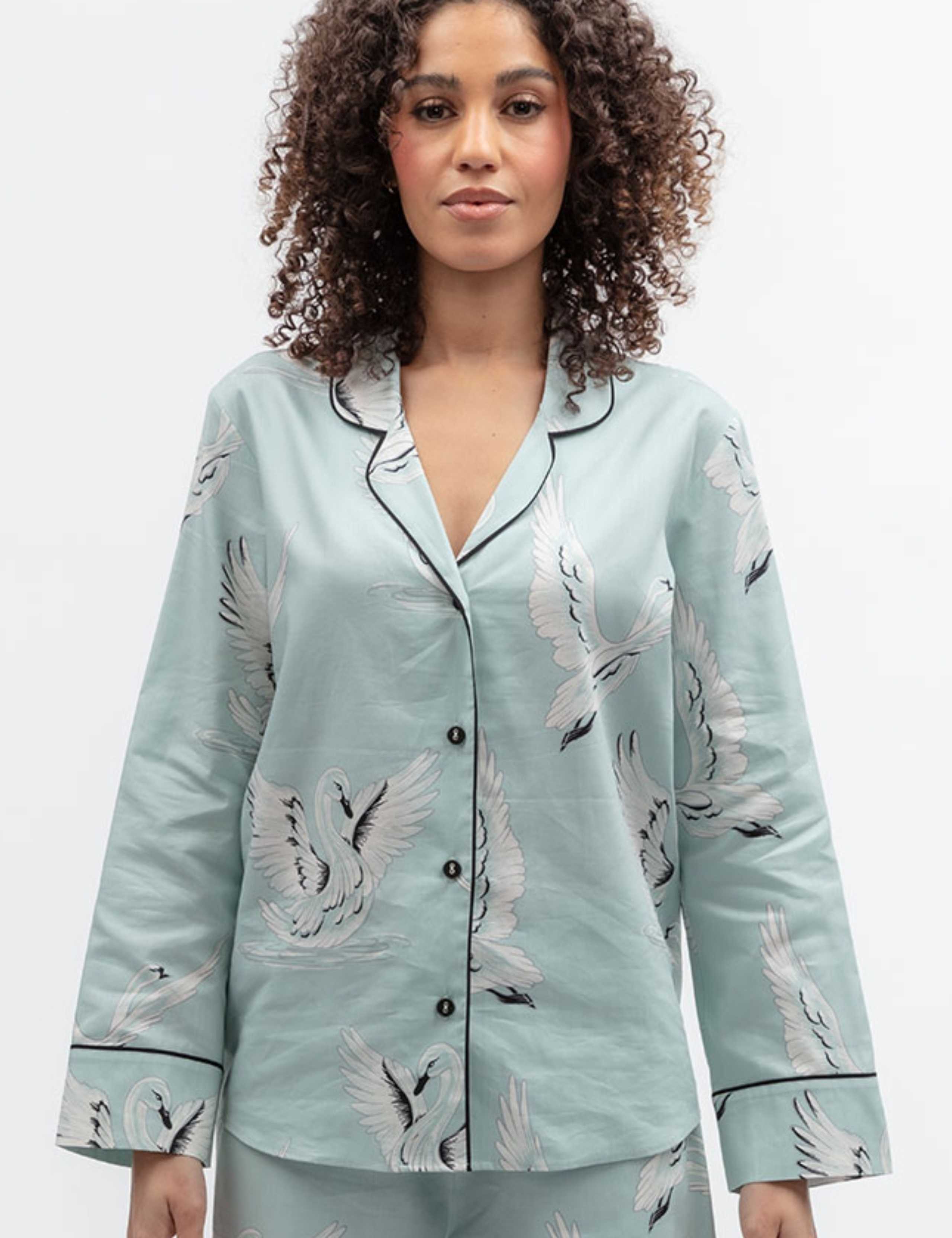 Cotton Rich Swan Print Pyjama Top
