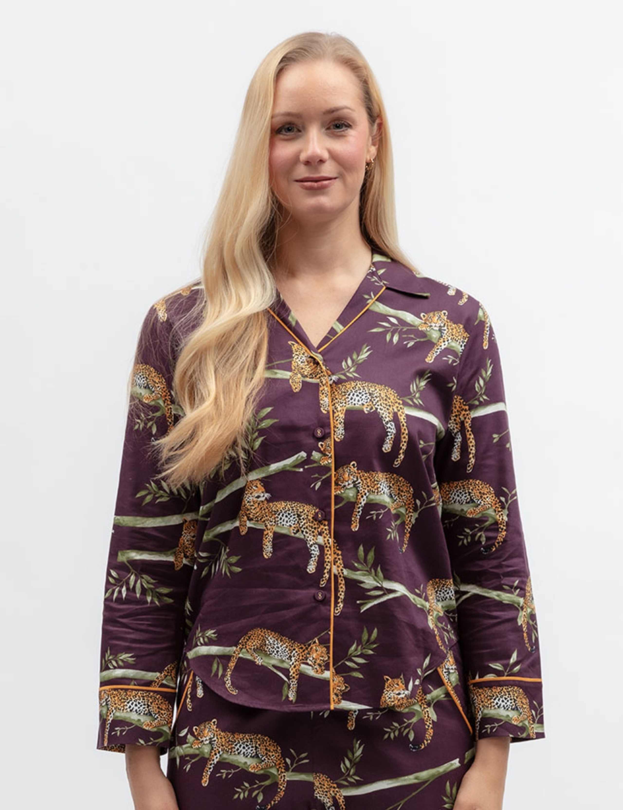 Cotton Modal Leopard Print Pyjama Top