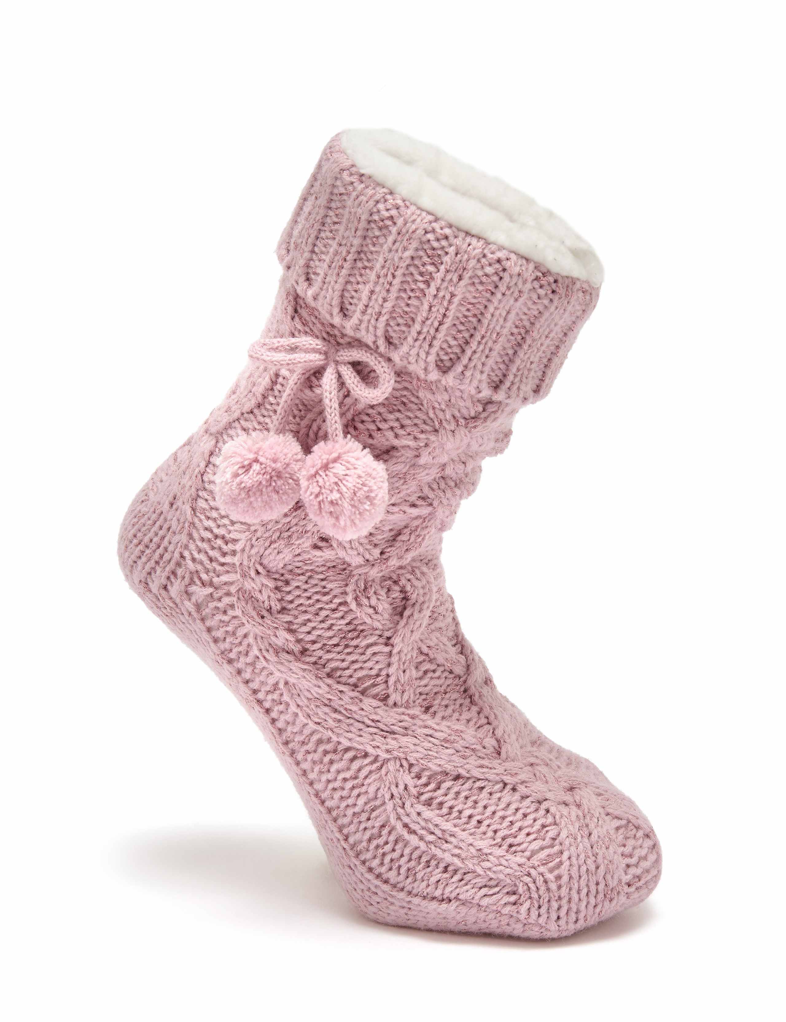 Cable Knit Slipper Socks