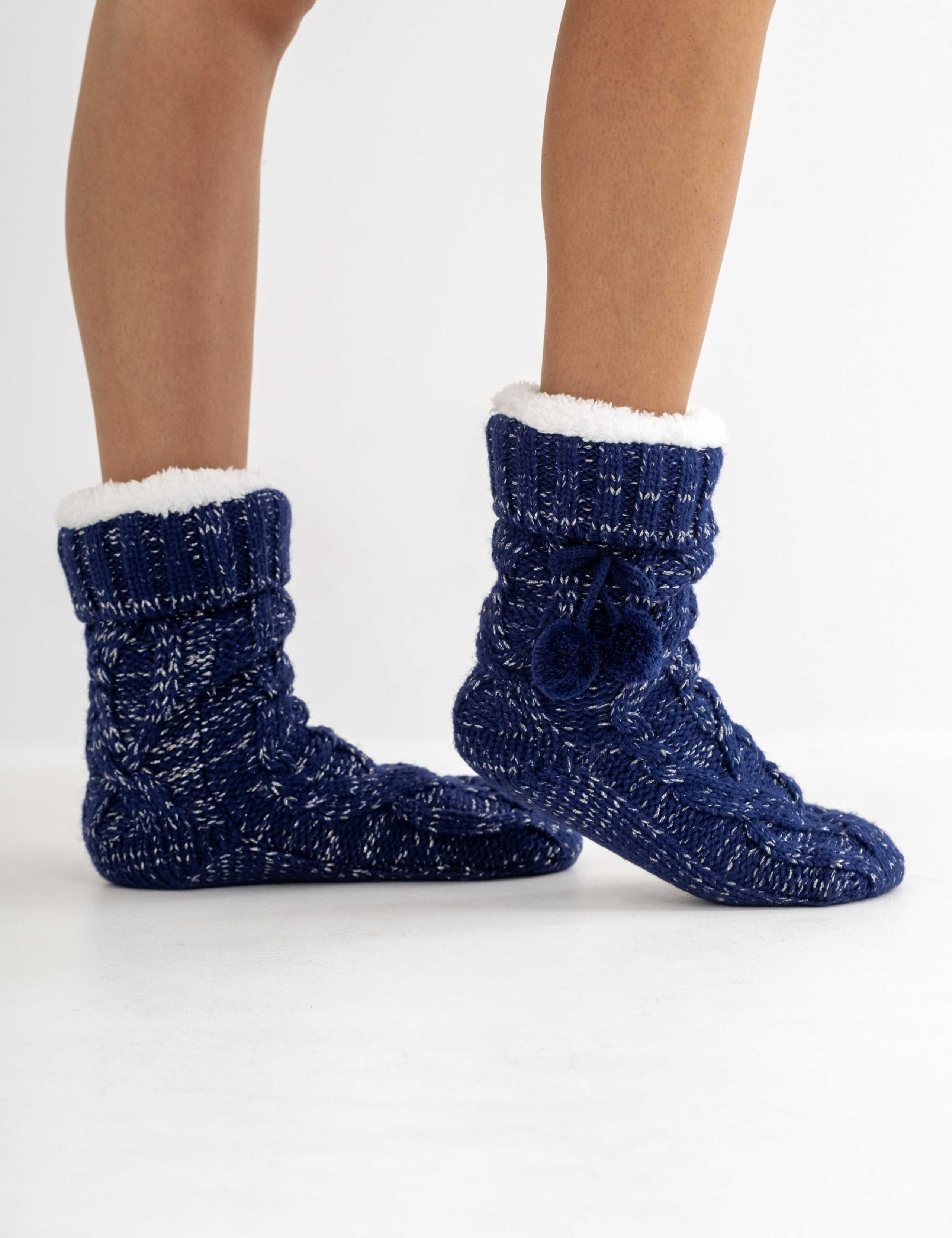 Cable Knit Slipper Socks