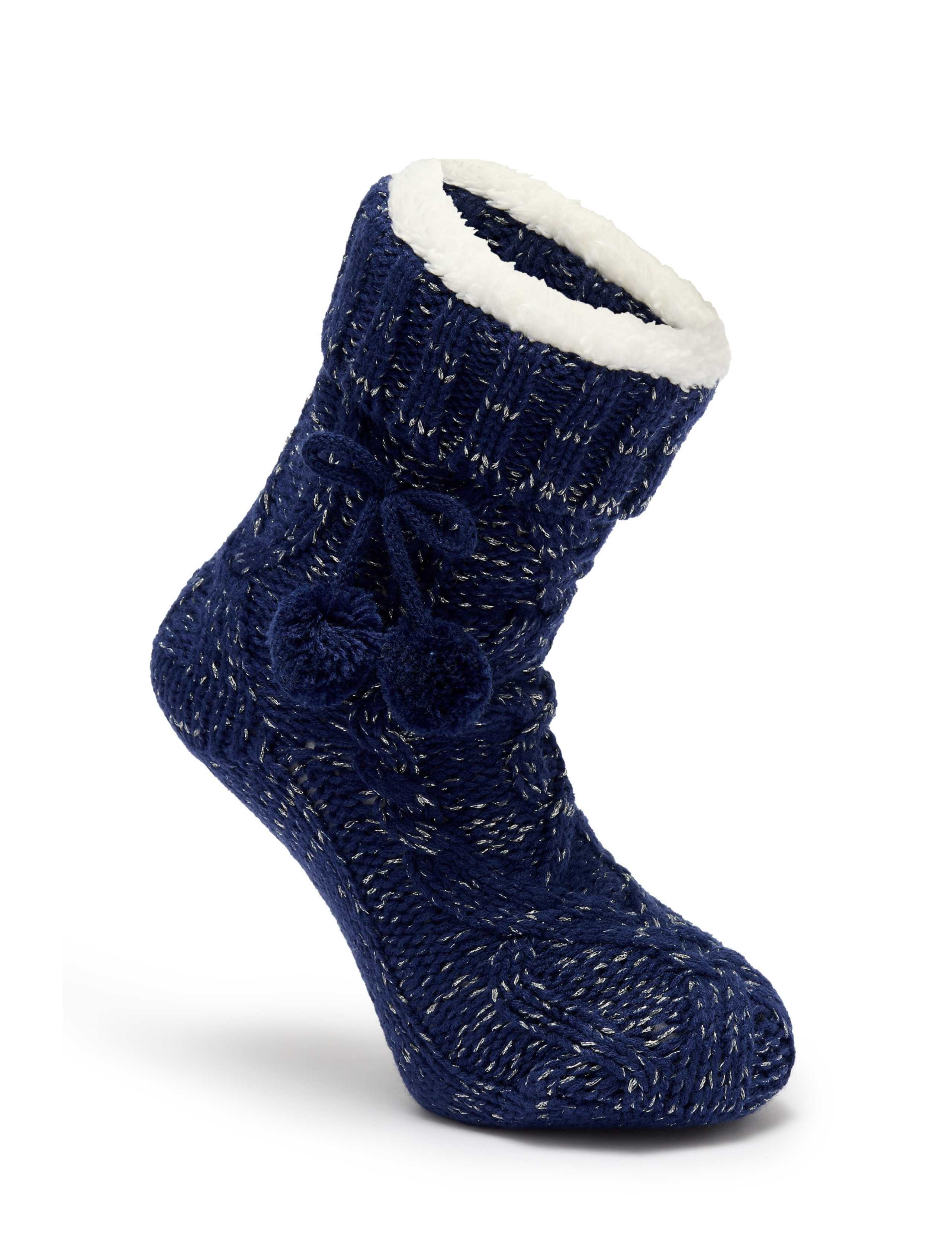 Cable Knit Slipper Socks