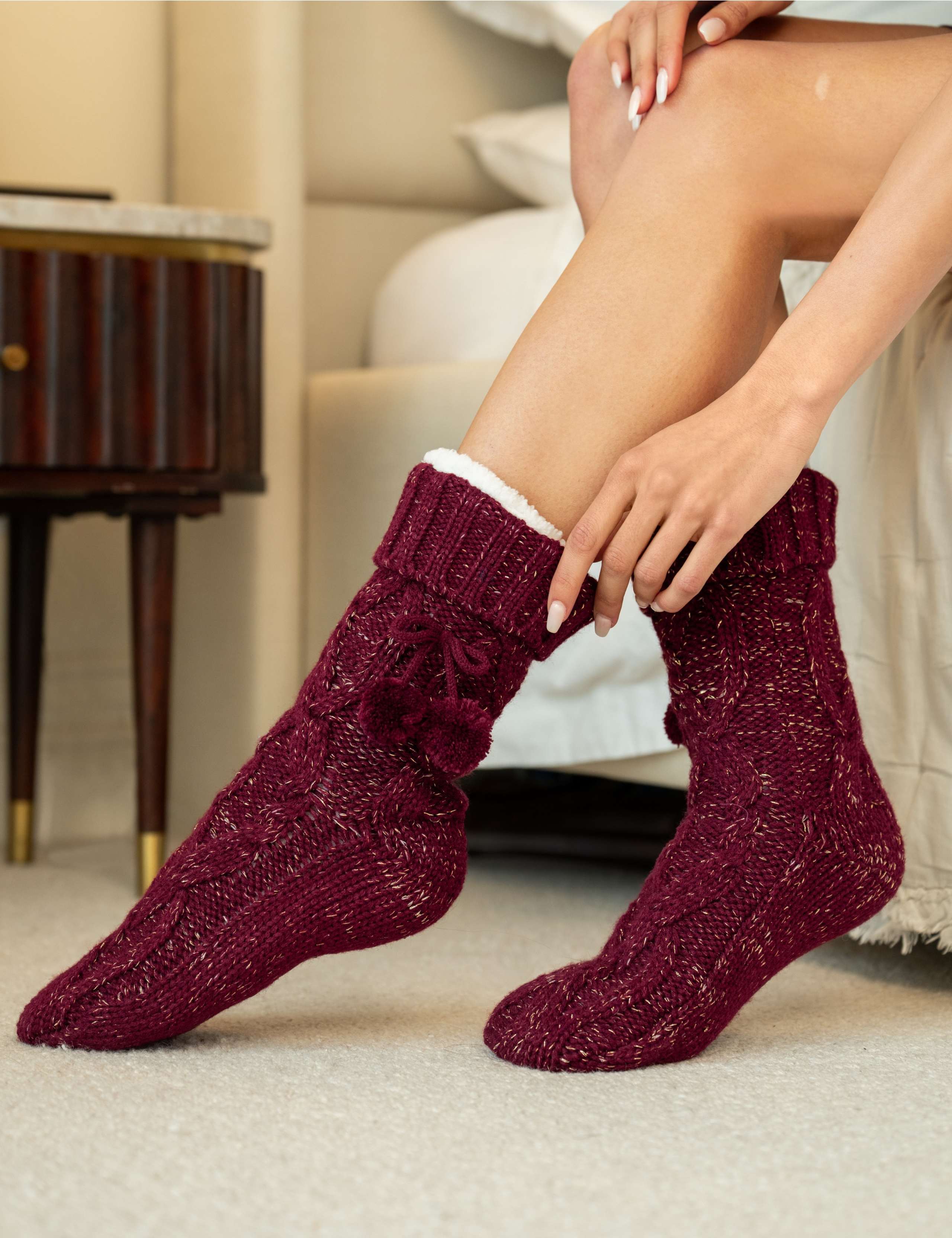 Cable Knit Slipper Socks