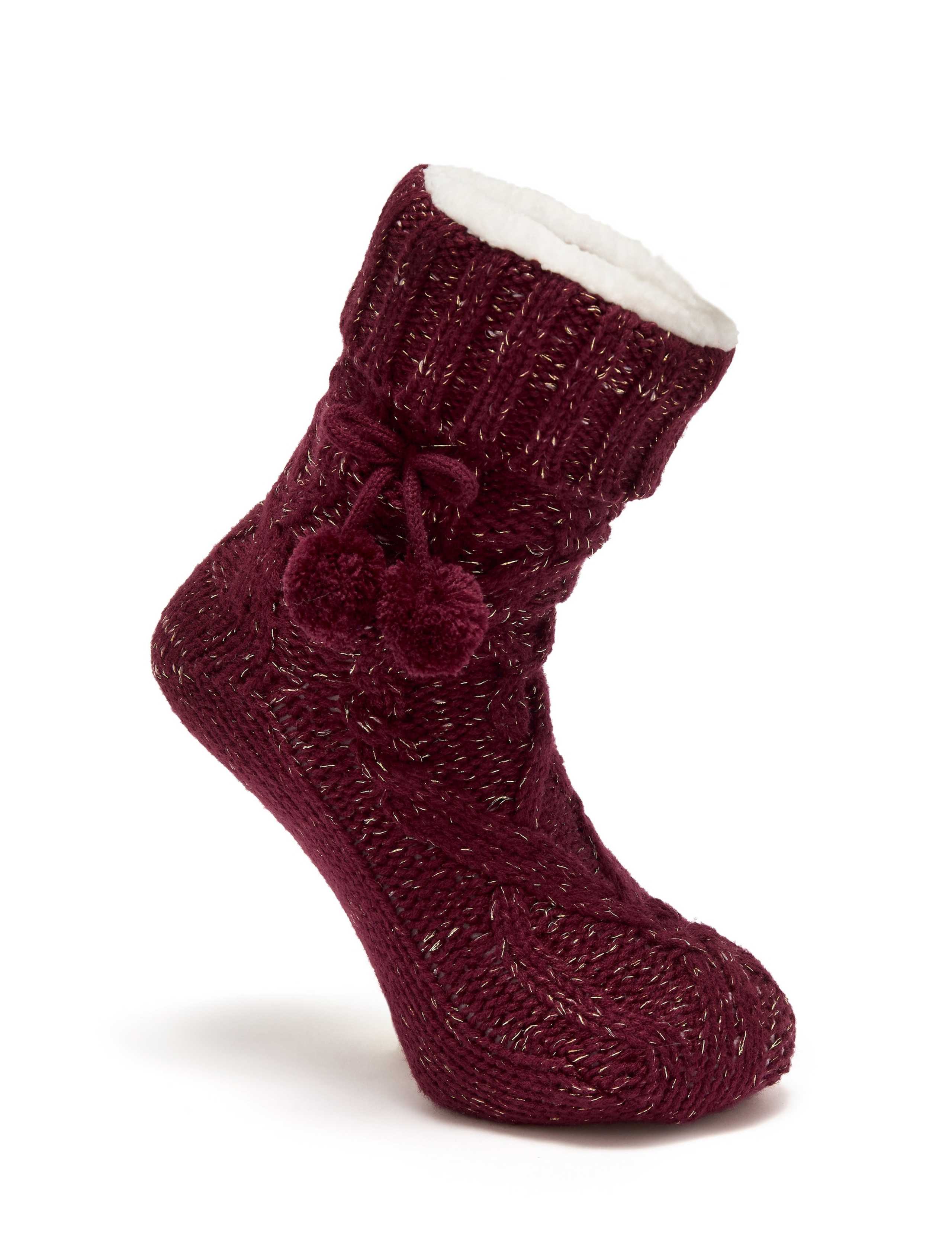 Cable Knit Slipper Socks