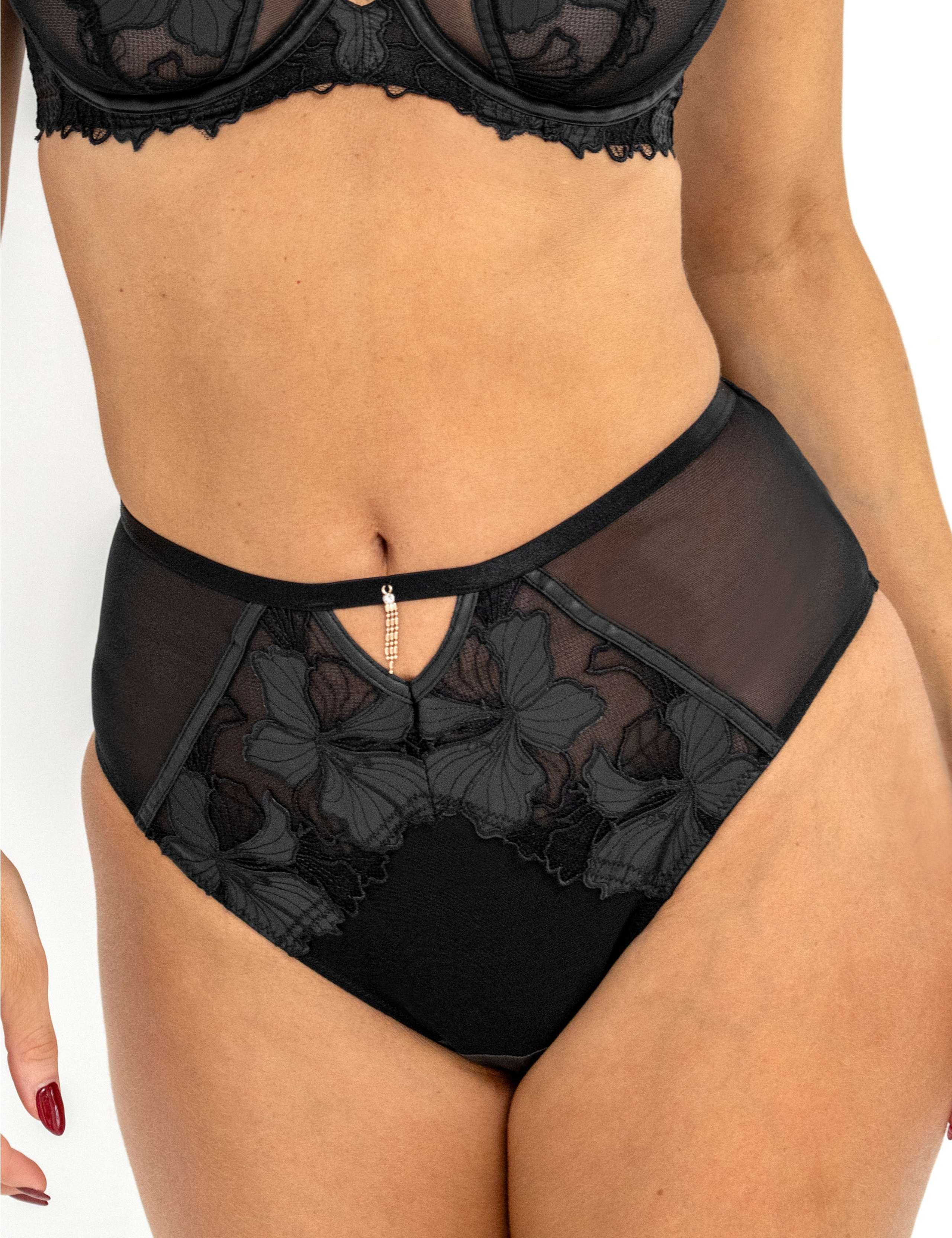 Onyx Embroidery High Waisted Deep Brief