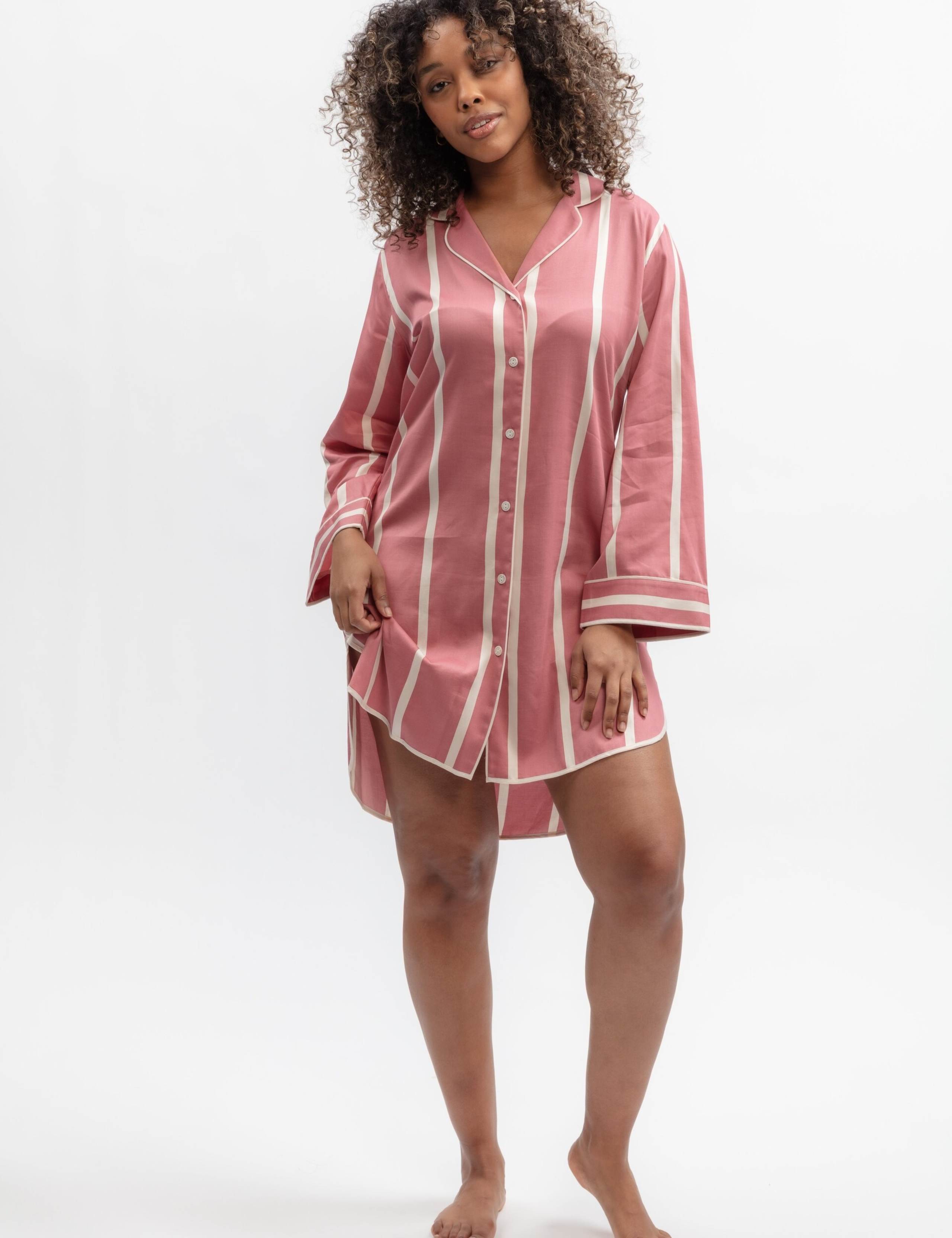 Cotton Modal Striped Nightshirt