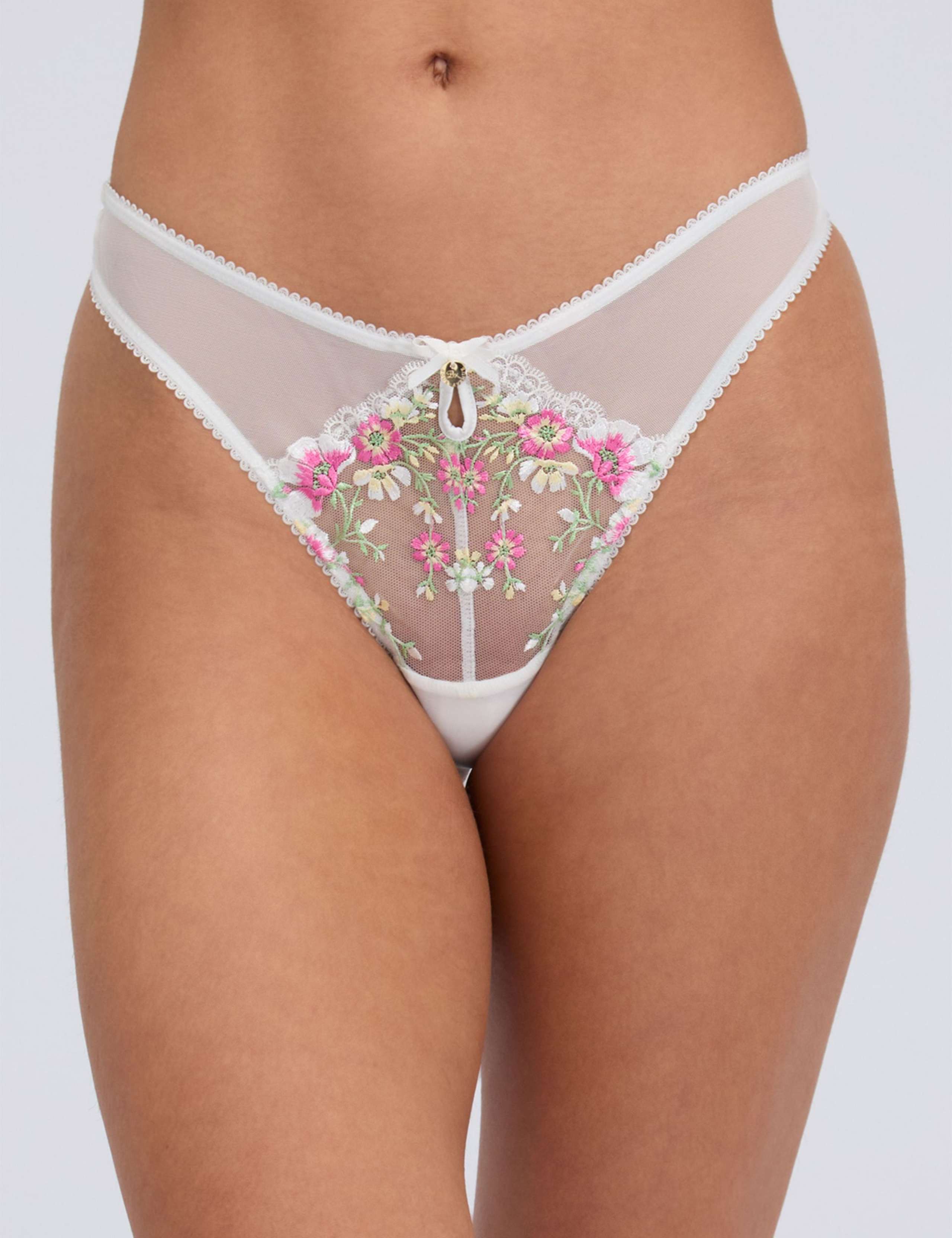 Zinnia Embroidered Thong