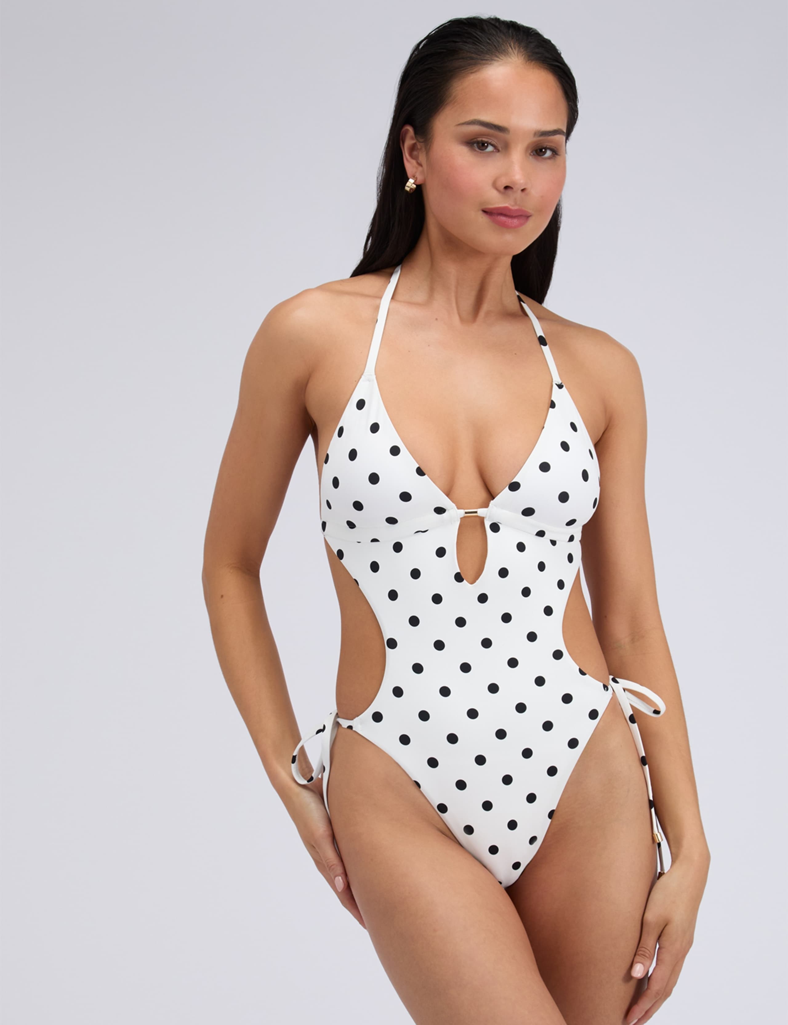 Naxos Polka Dot String Side Halter Swimsuit