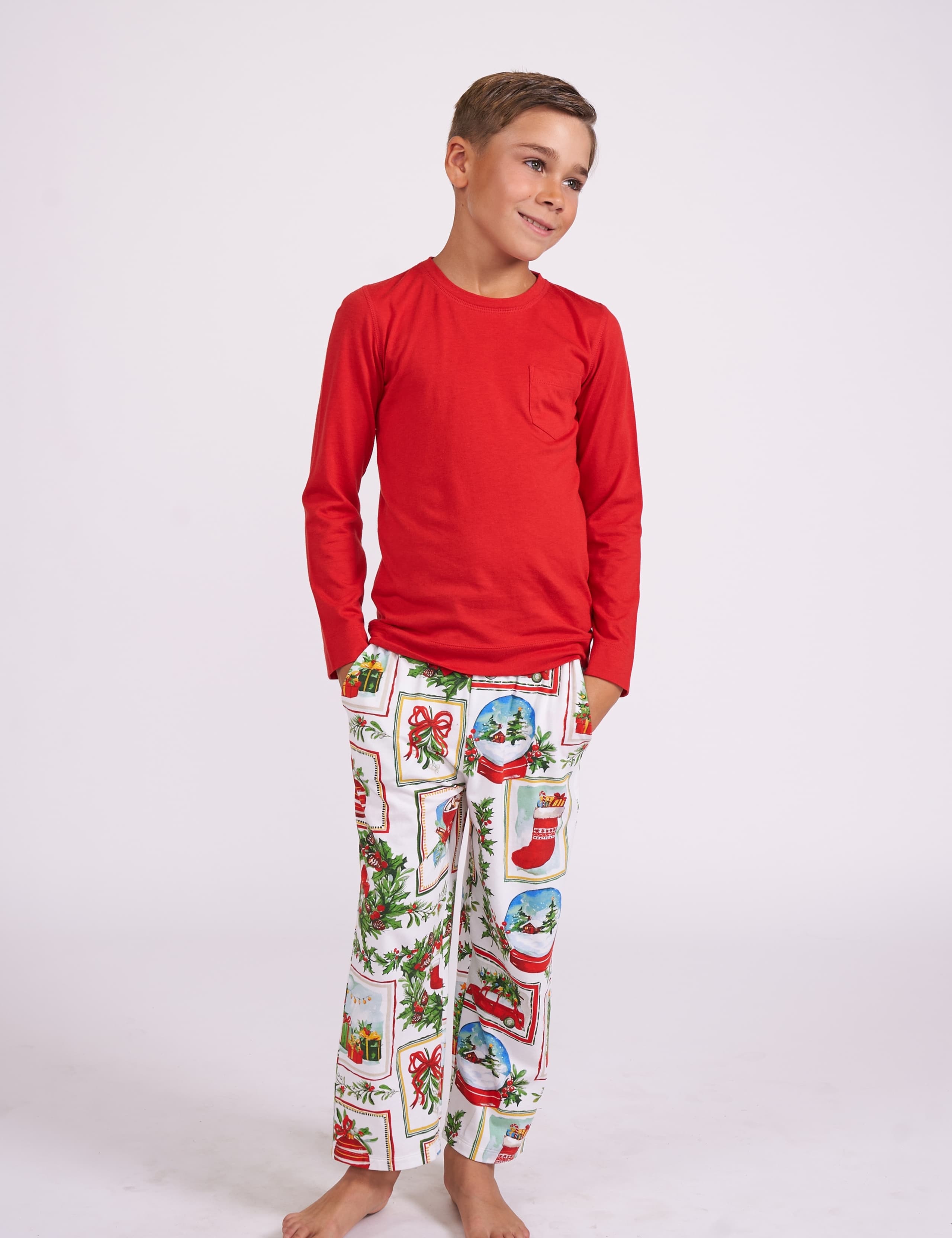 Cotton Blend Postcard Family Christmas Pyjama Set