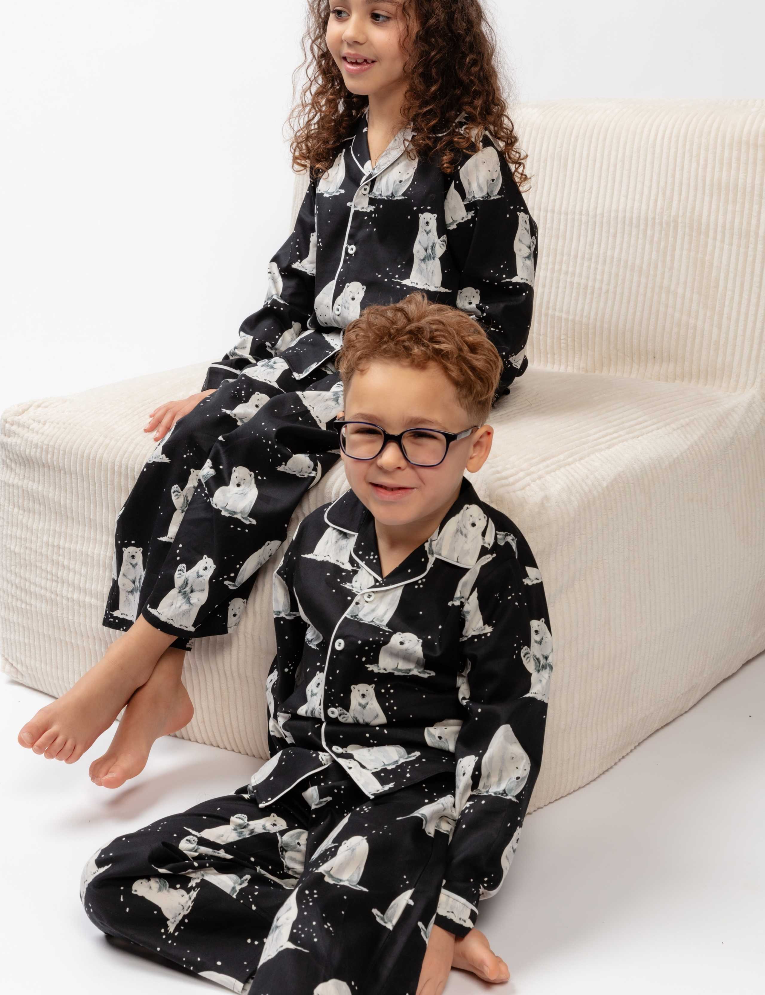 Cotton Blend Polar Bear Family Christmas Pyjama Set