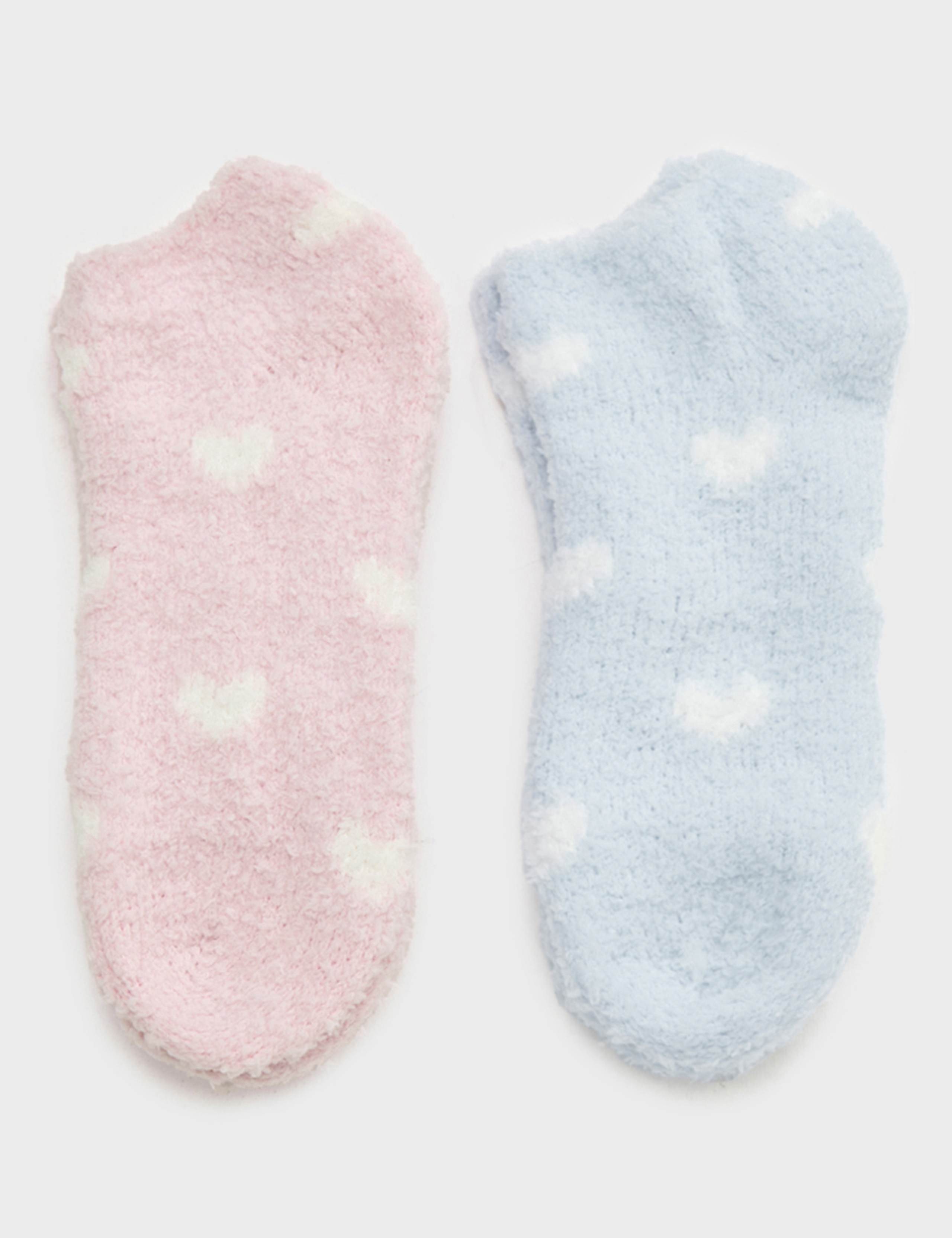 2 Pack Heart Fluffy Trainer Socks