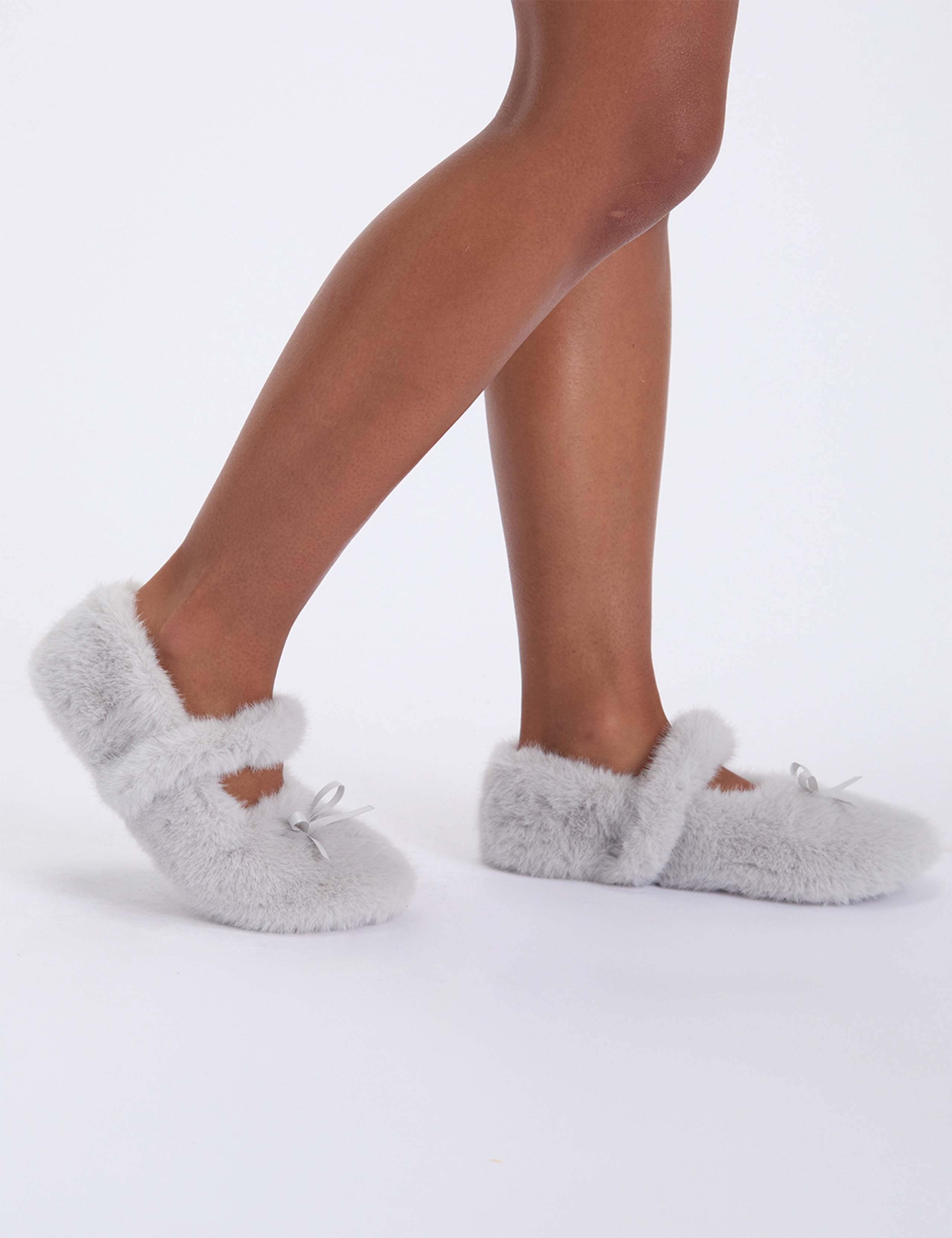 Fluffy Bow Ballerina Slippers