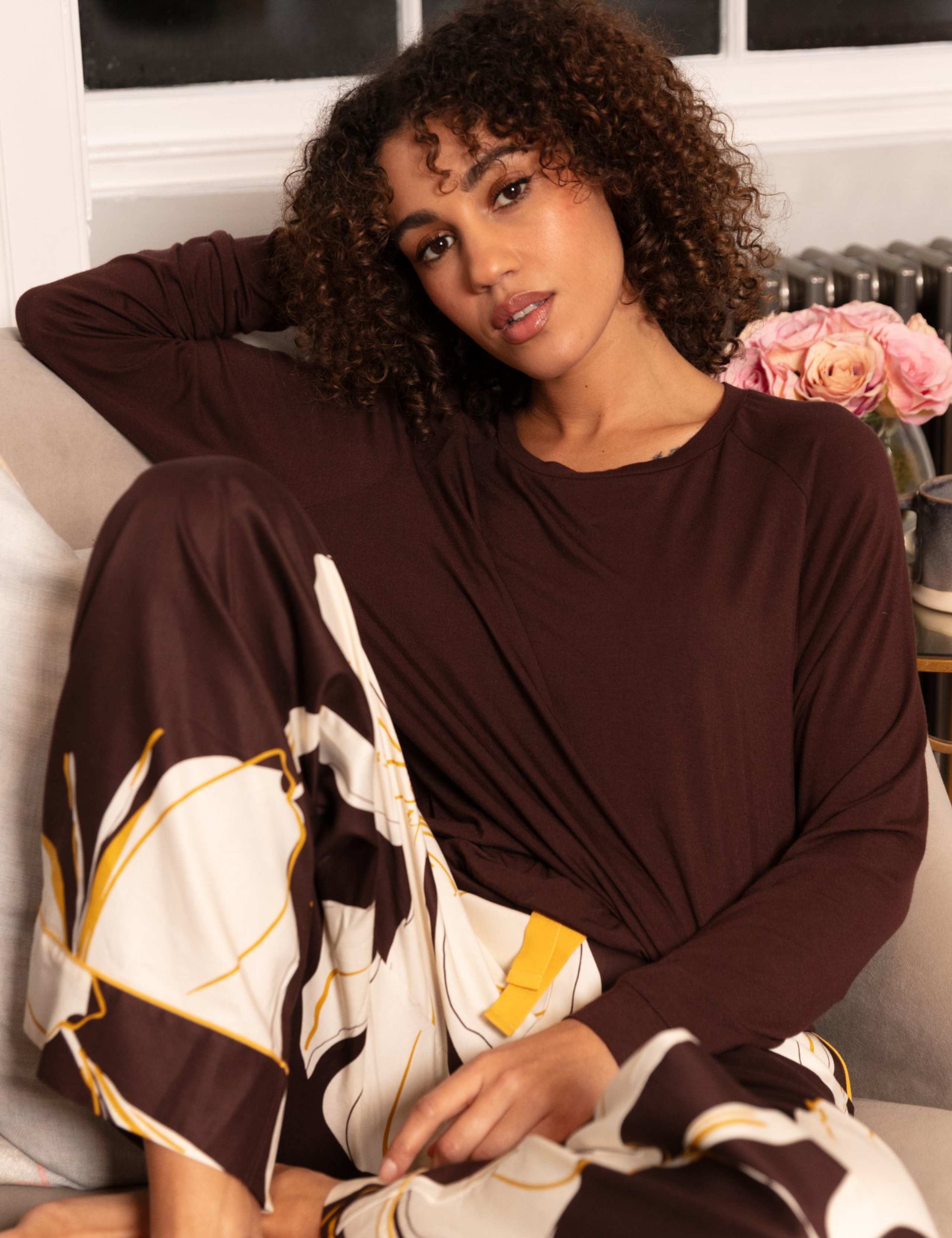 Jersey Cuffed Sleeve Pyjama Top