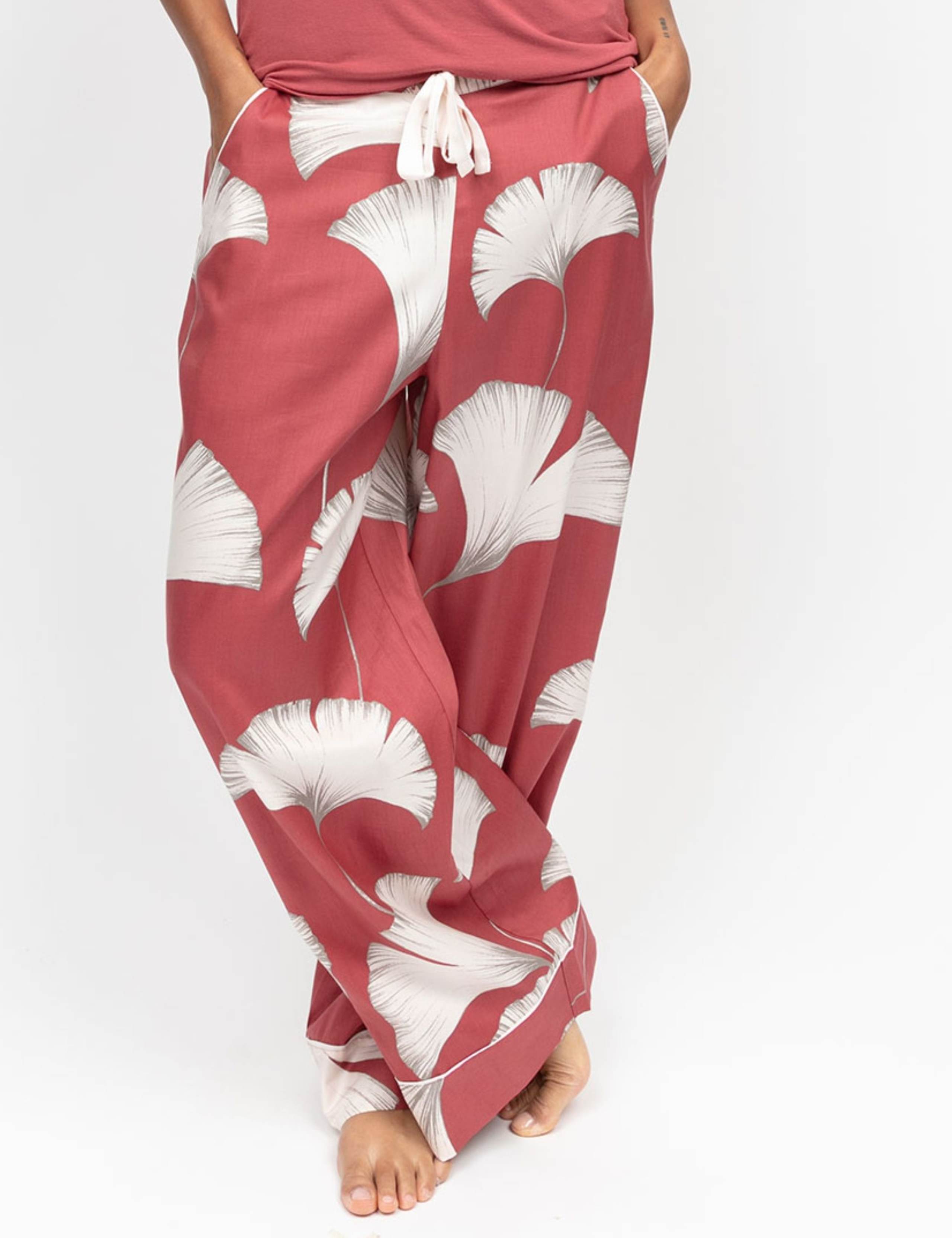 Cotton Modal Leaf Wide Leg Pyjama Bottoms