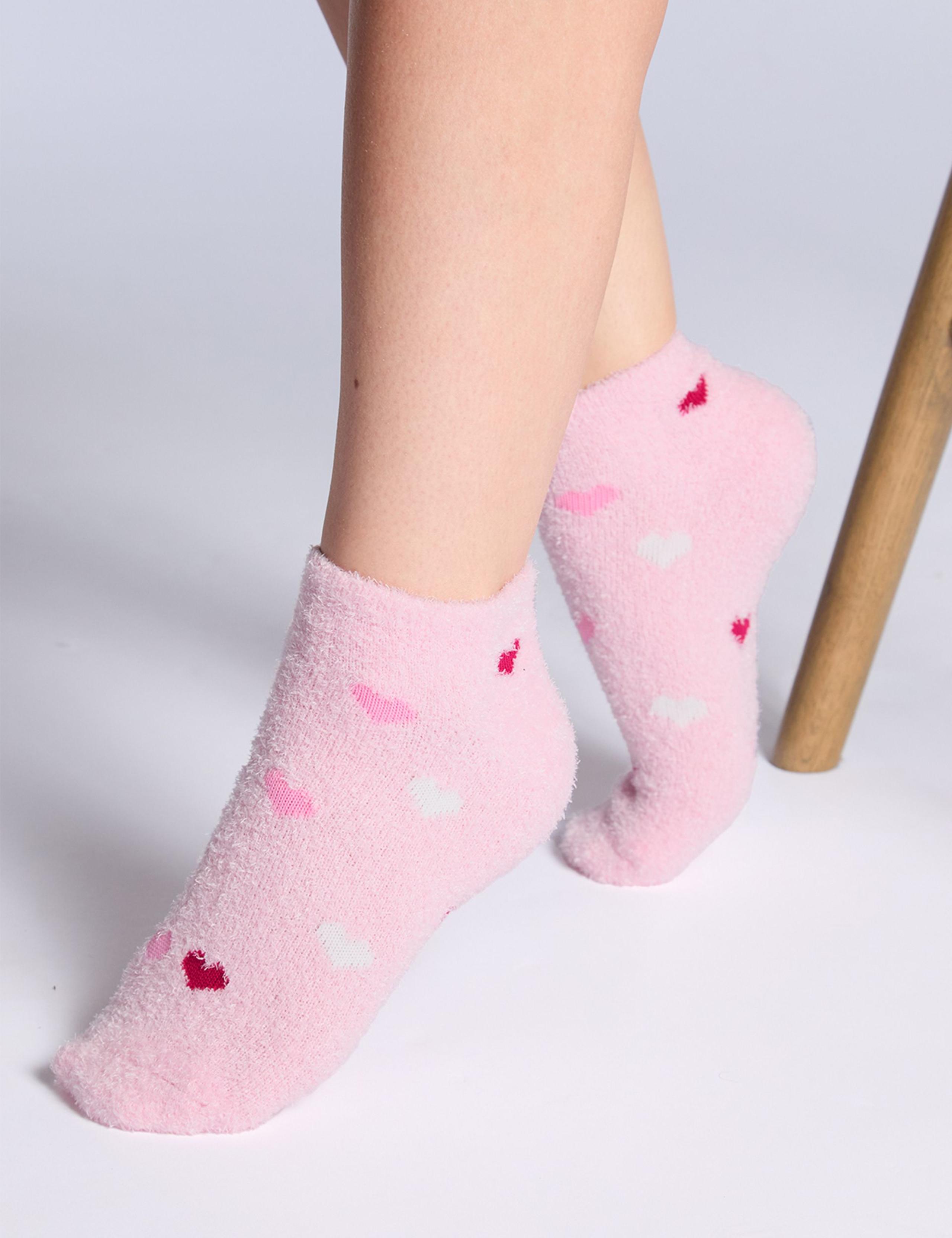 2pk Cosy Heart Trainer Socks
