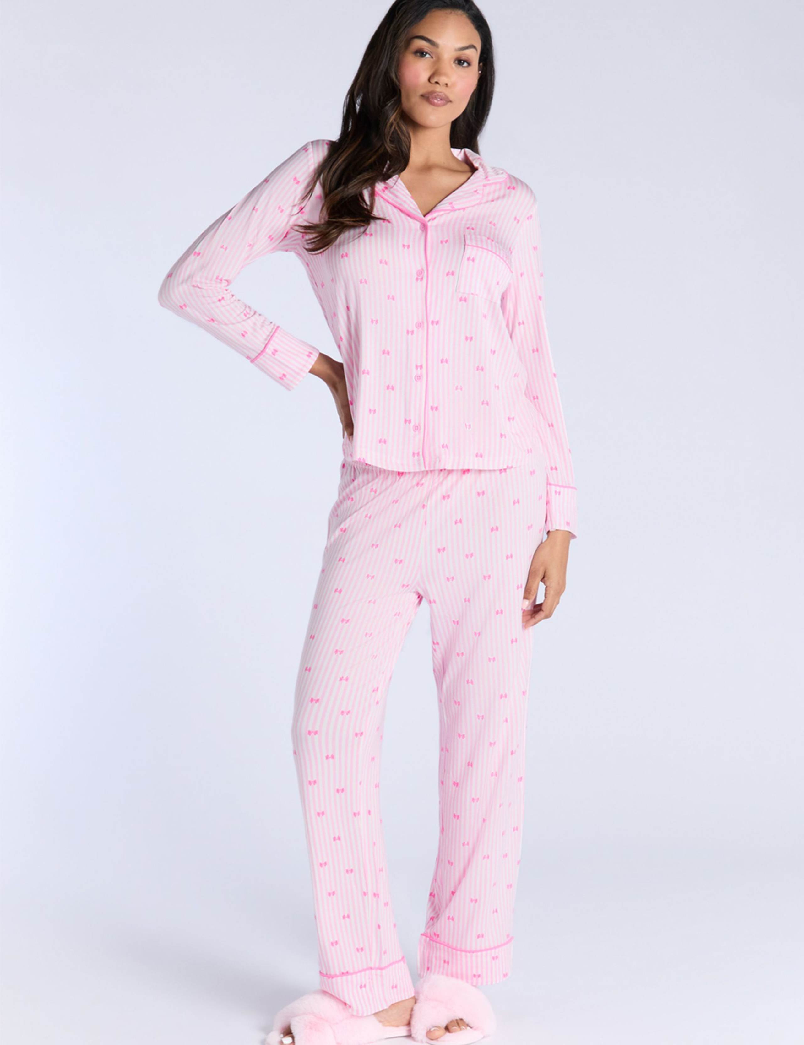 Bow Striped Pyjama Set