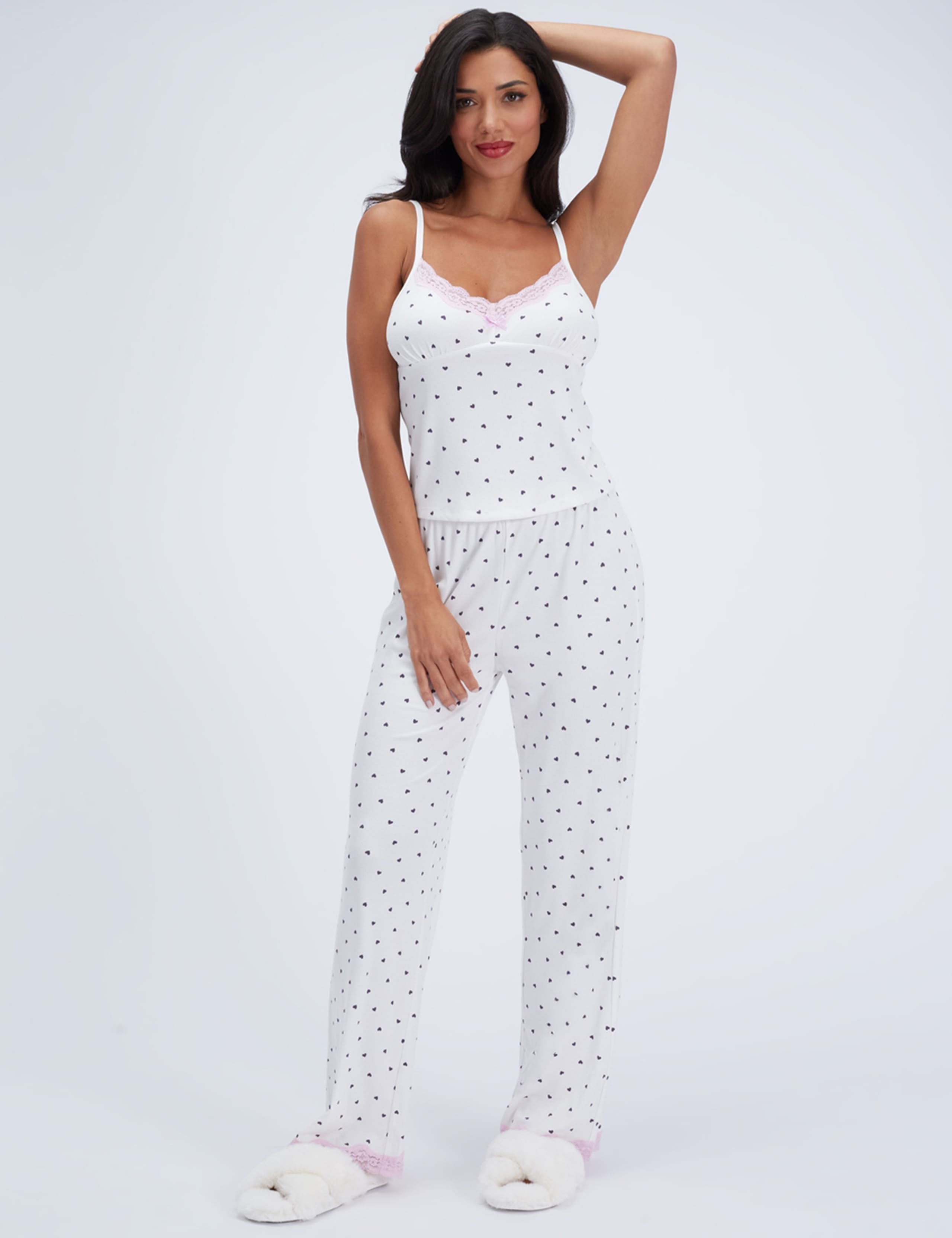 Modal Rich Heart Ribbed Pyjama Set
