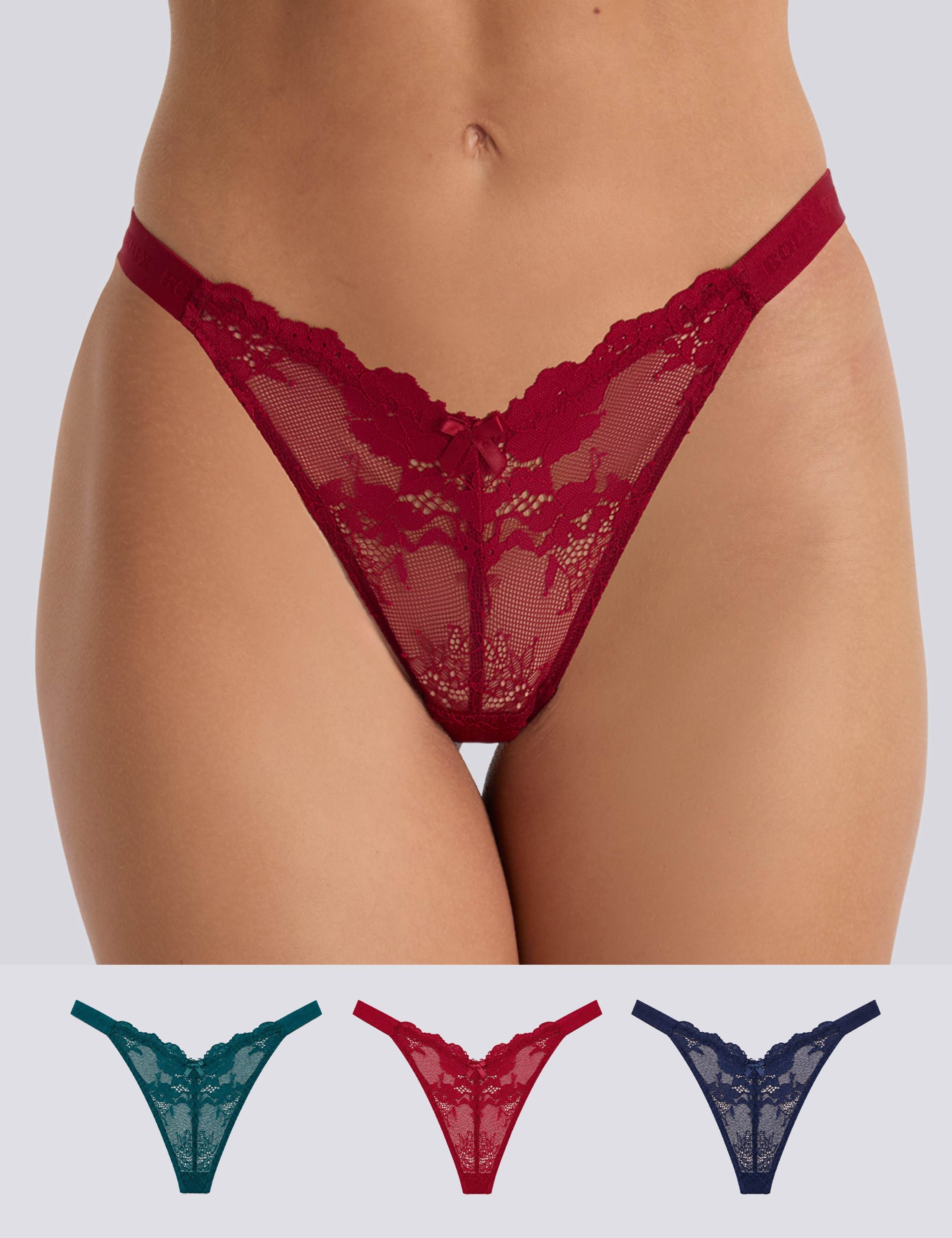 3 Pack Fran Lace High Leg Thongs