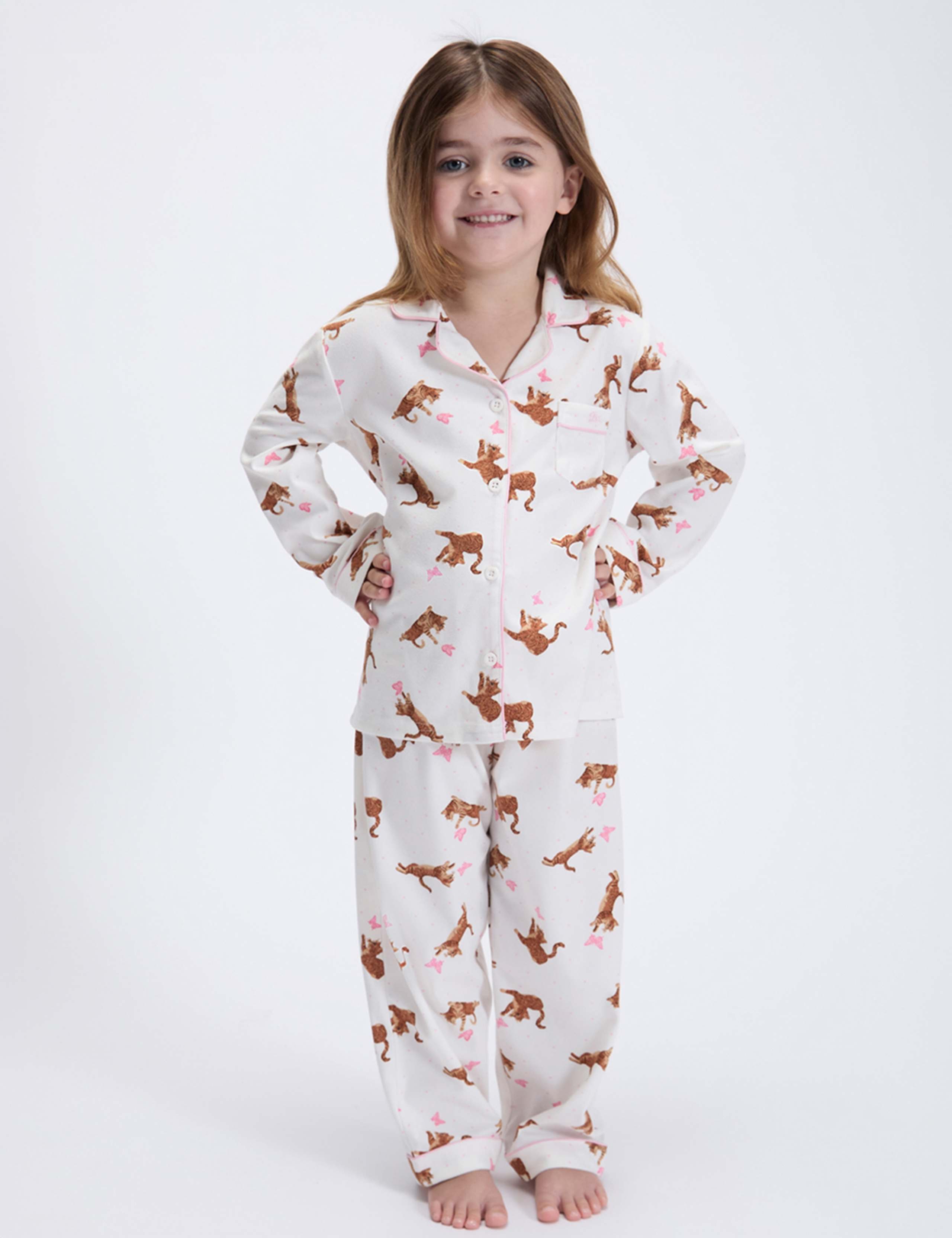 Fleece Cat Print Pyjamas in a Bag (2-12 Yrs)