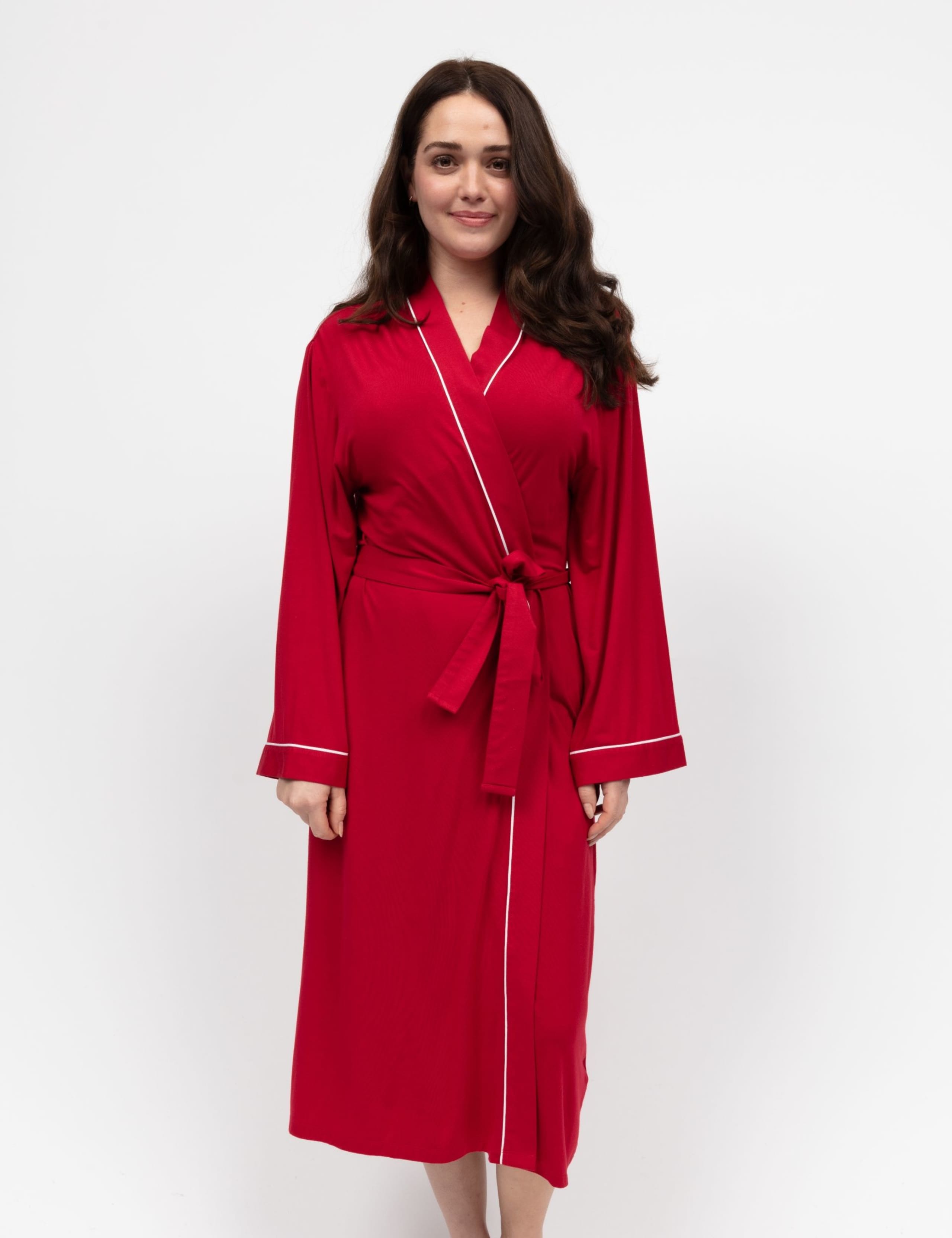 Modal Rich Contrast Piping Dressing Gown