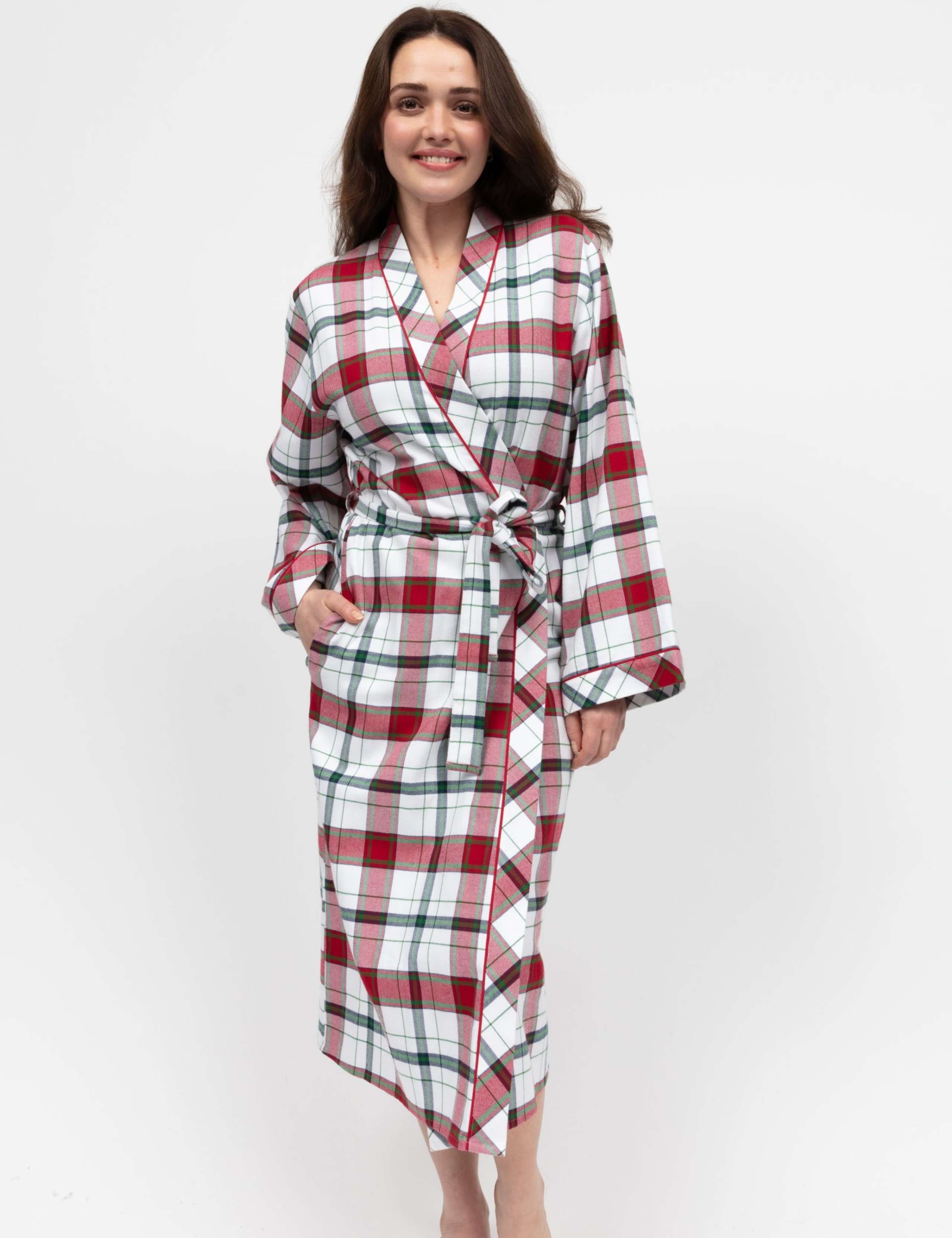 Pure Cotton Checked Dressing Gown