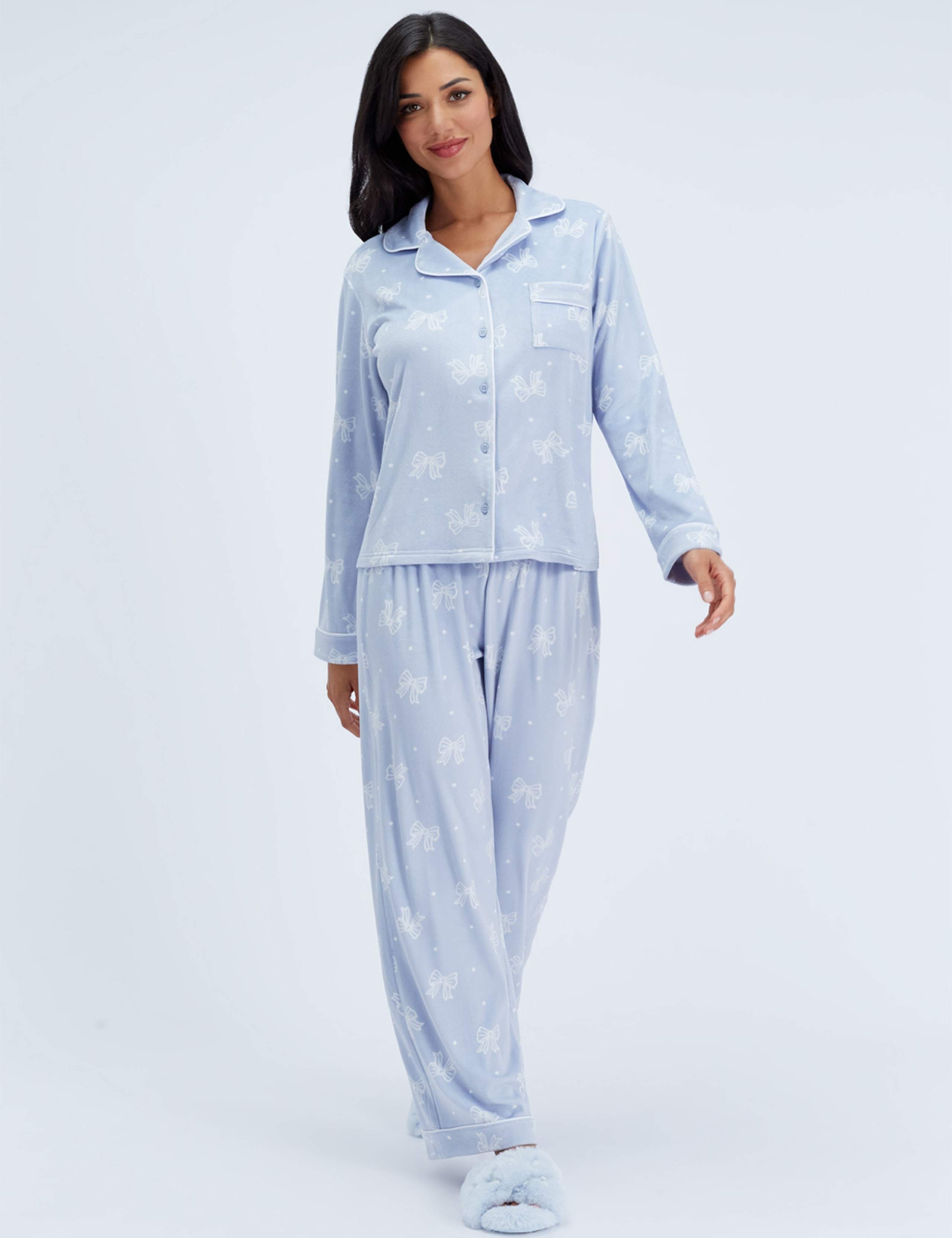 Velour Print Long Pyjama Set