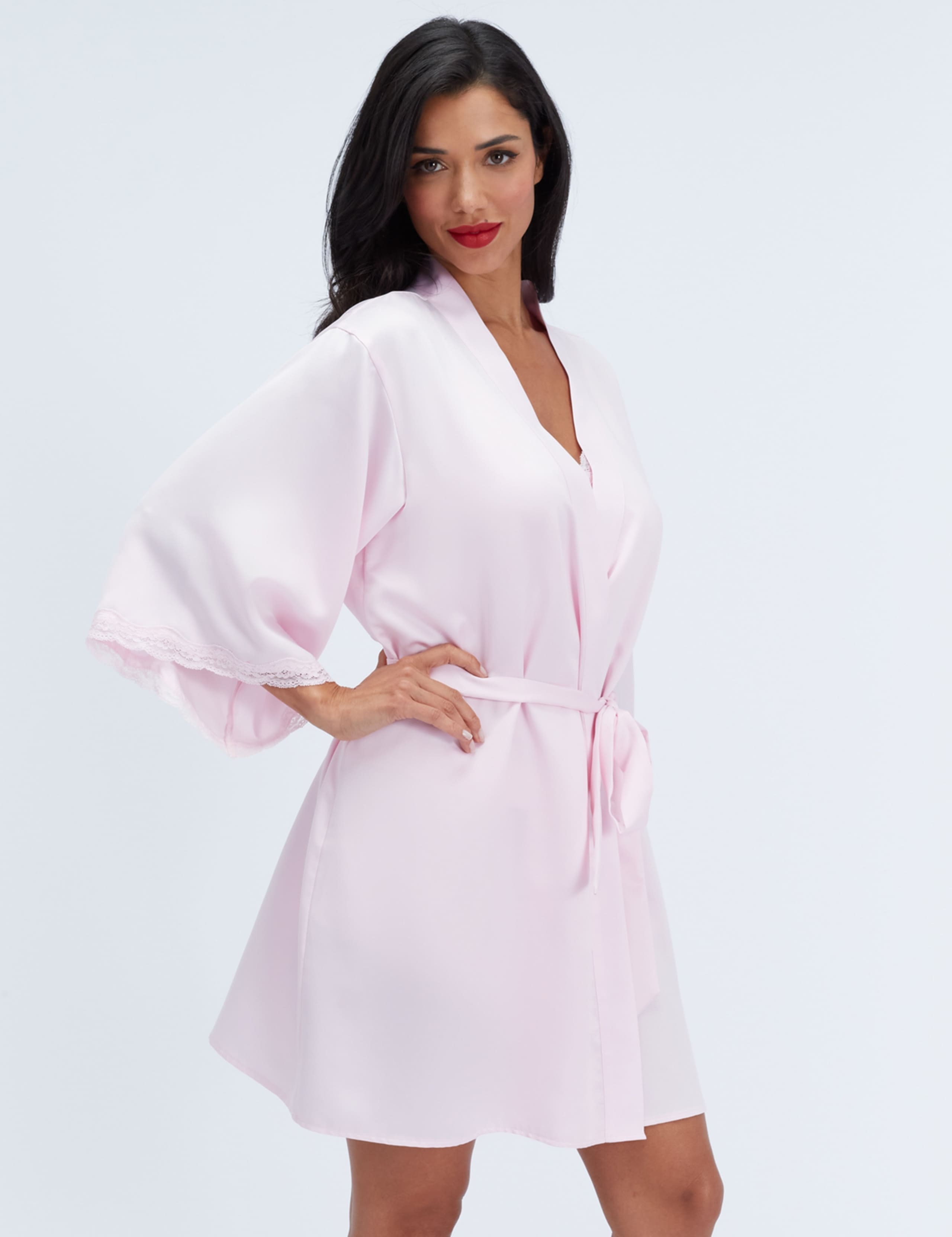 Daisy Satin Lace Tie Robe
