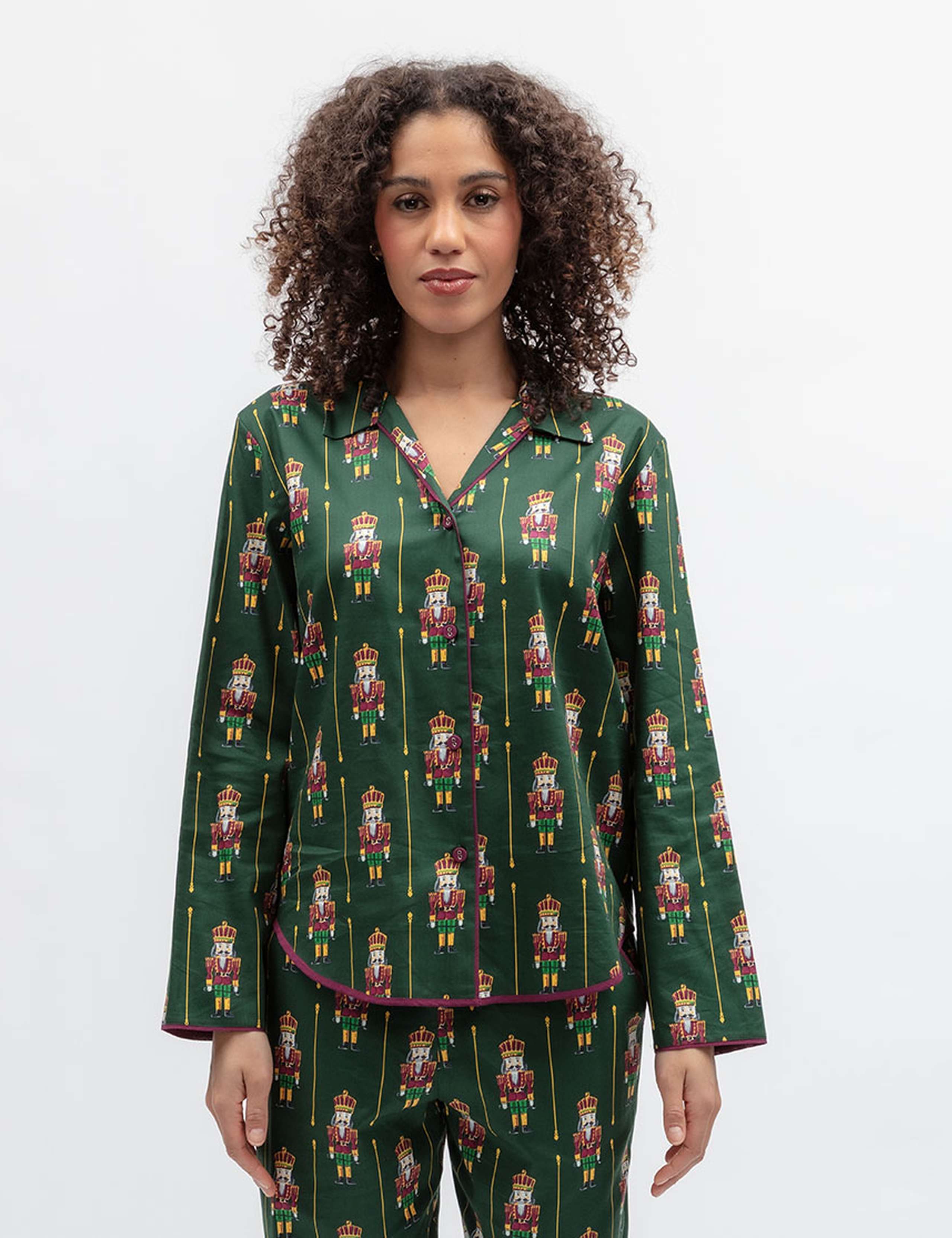 Cotton Modal Nutcracker Print Christmas Pyjama Top