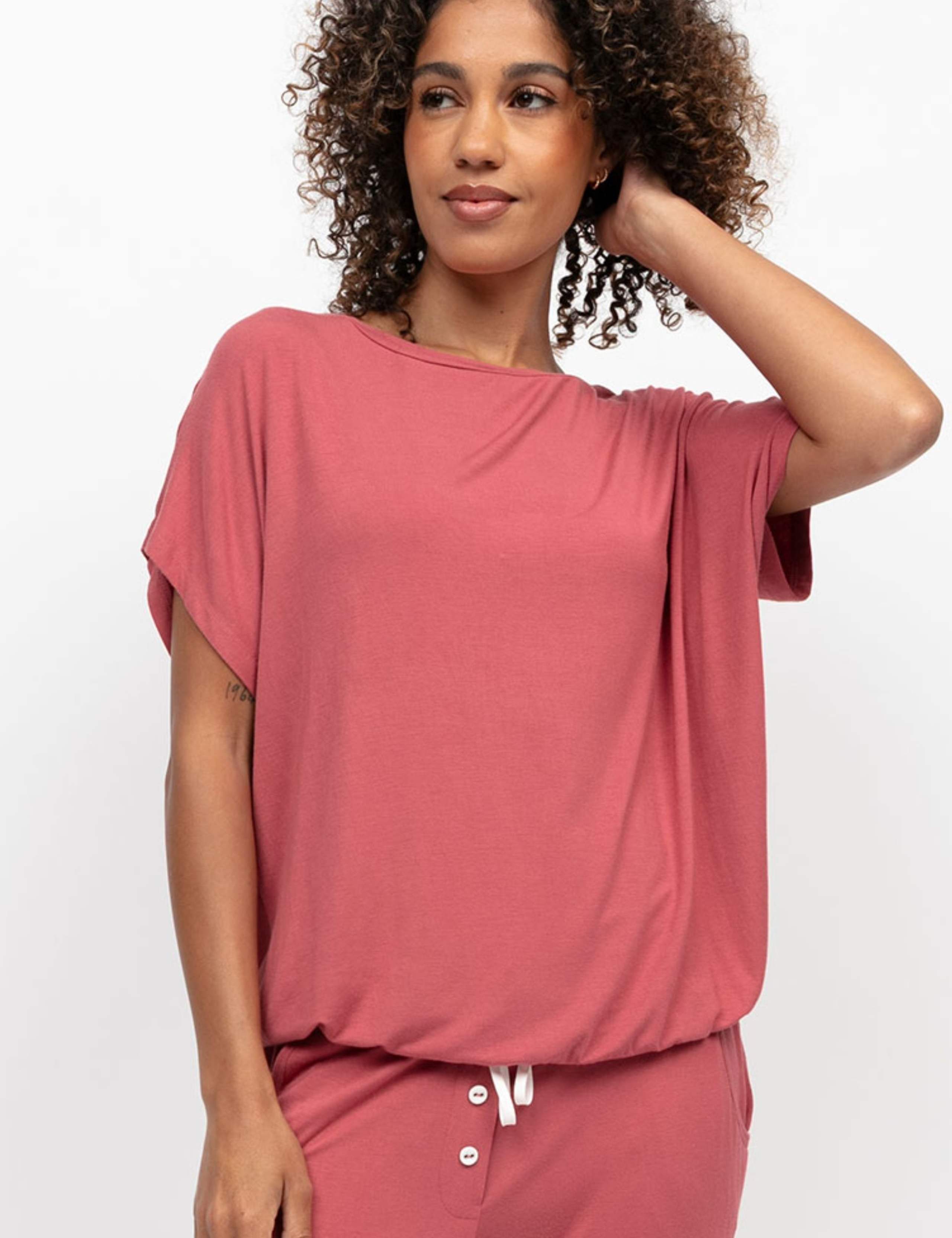 Modal Rich Jersey Cuffed Hem Pyjama Top