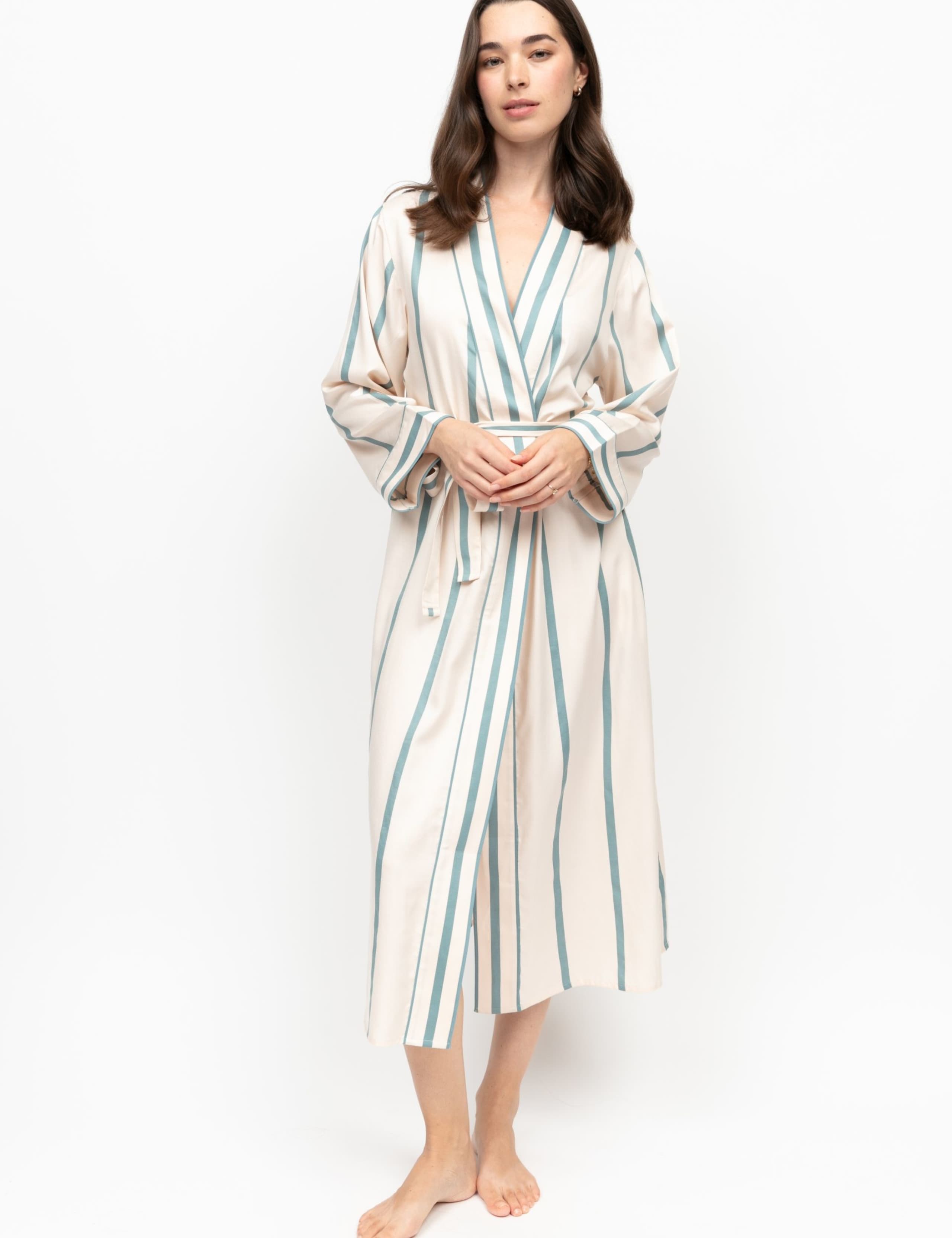 Cotton Modal Striped Dressing Gown