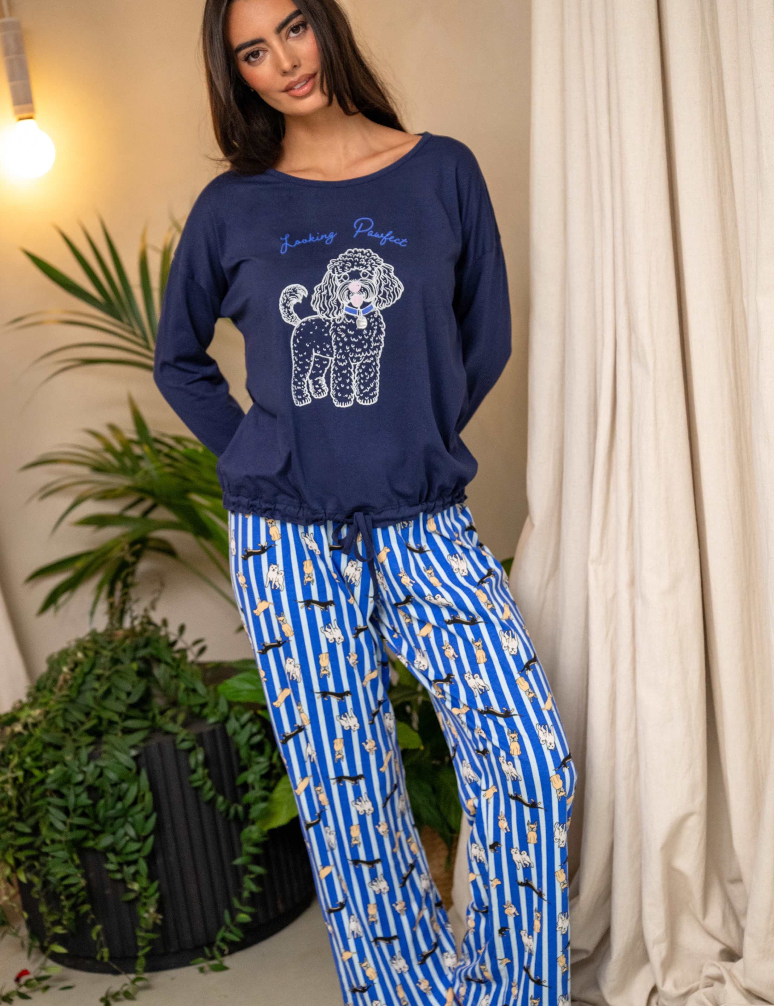 Pure Cotton Wide Leg Dog Pyjama Set