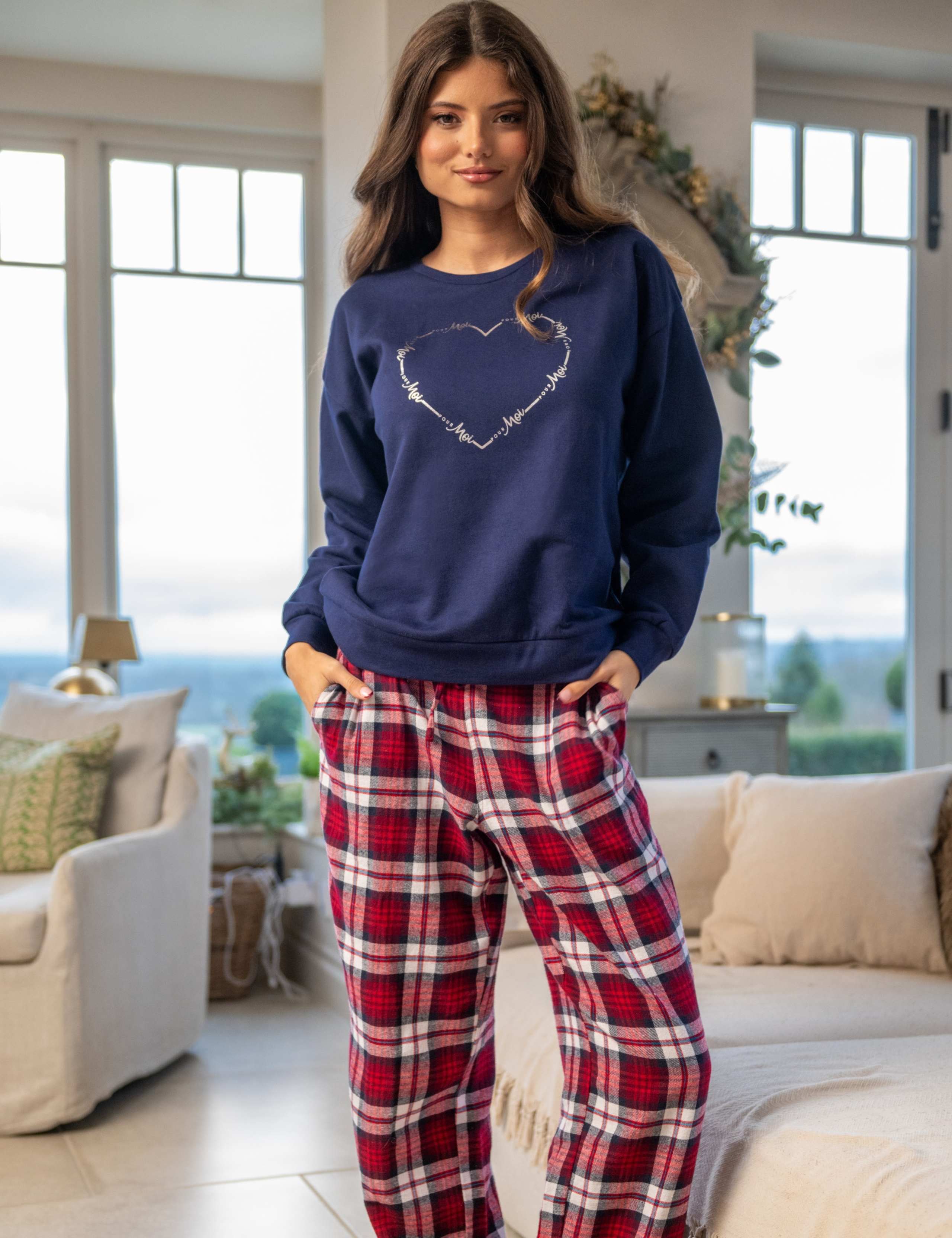 Pure Cotton Heart Check Pyjama Set