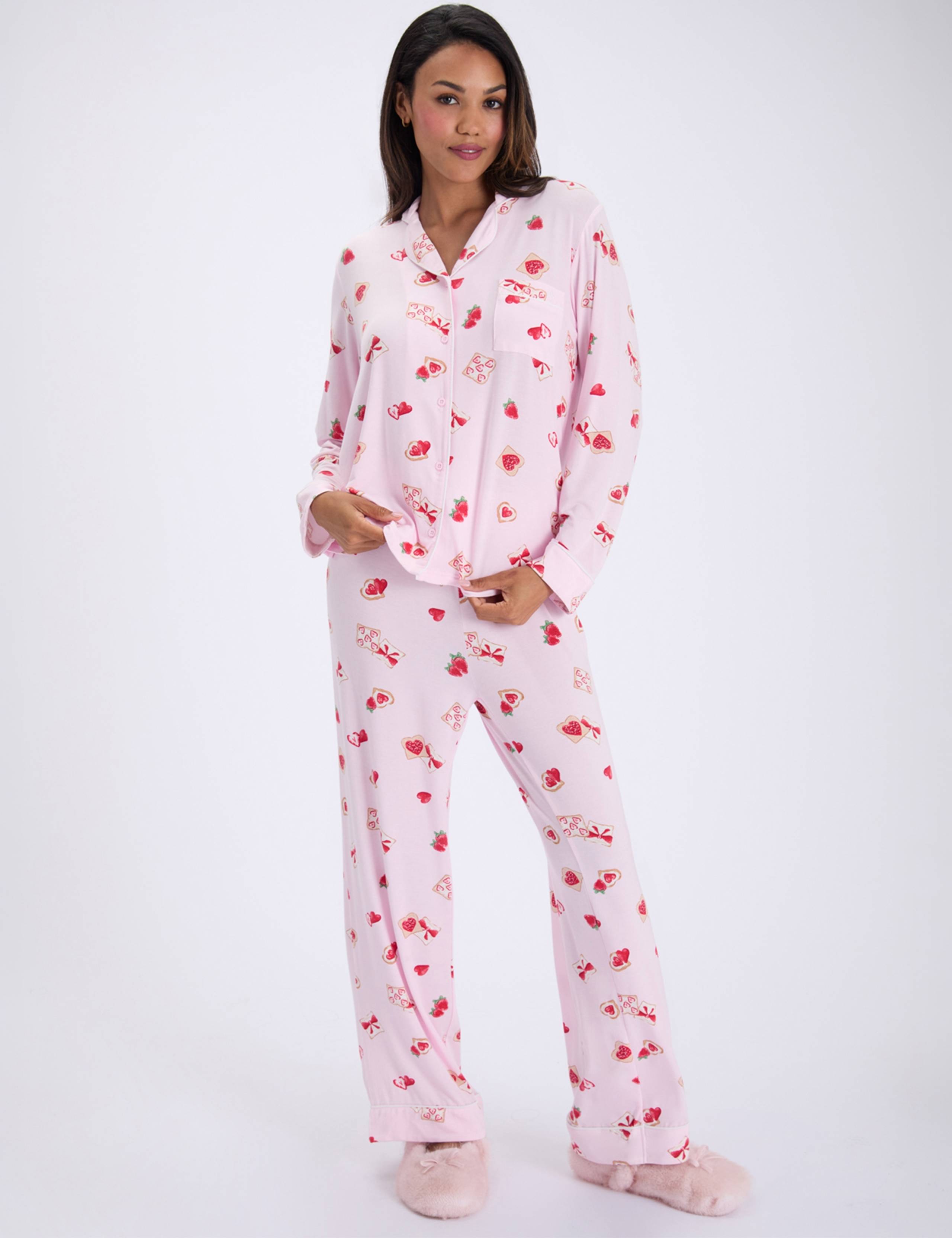 Modal Rich Strawberry Print Pyjama Set