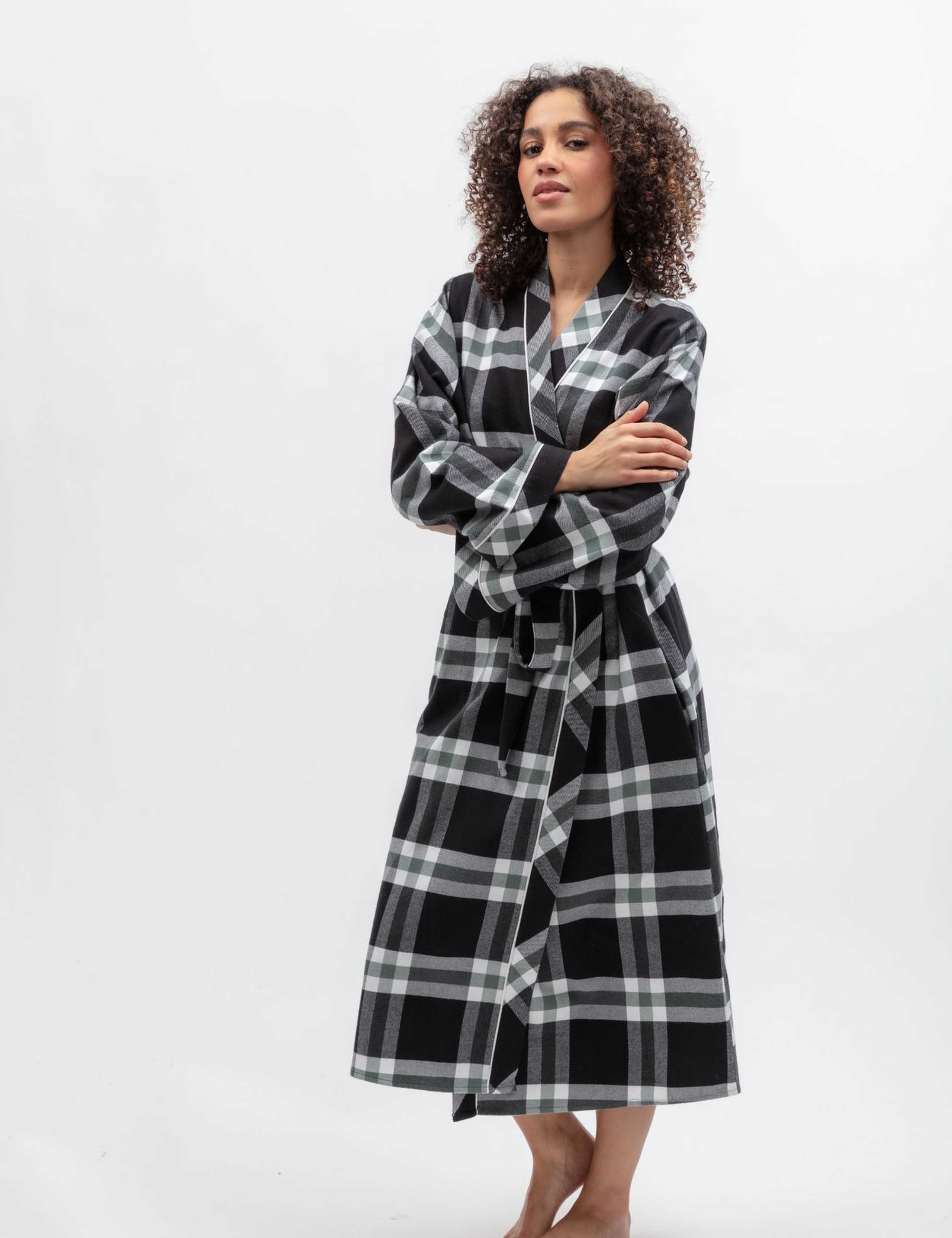 Pure Cotton Checked Dressing Gown