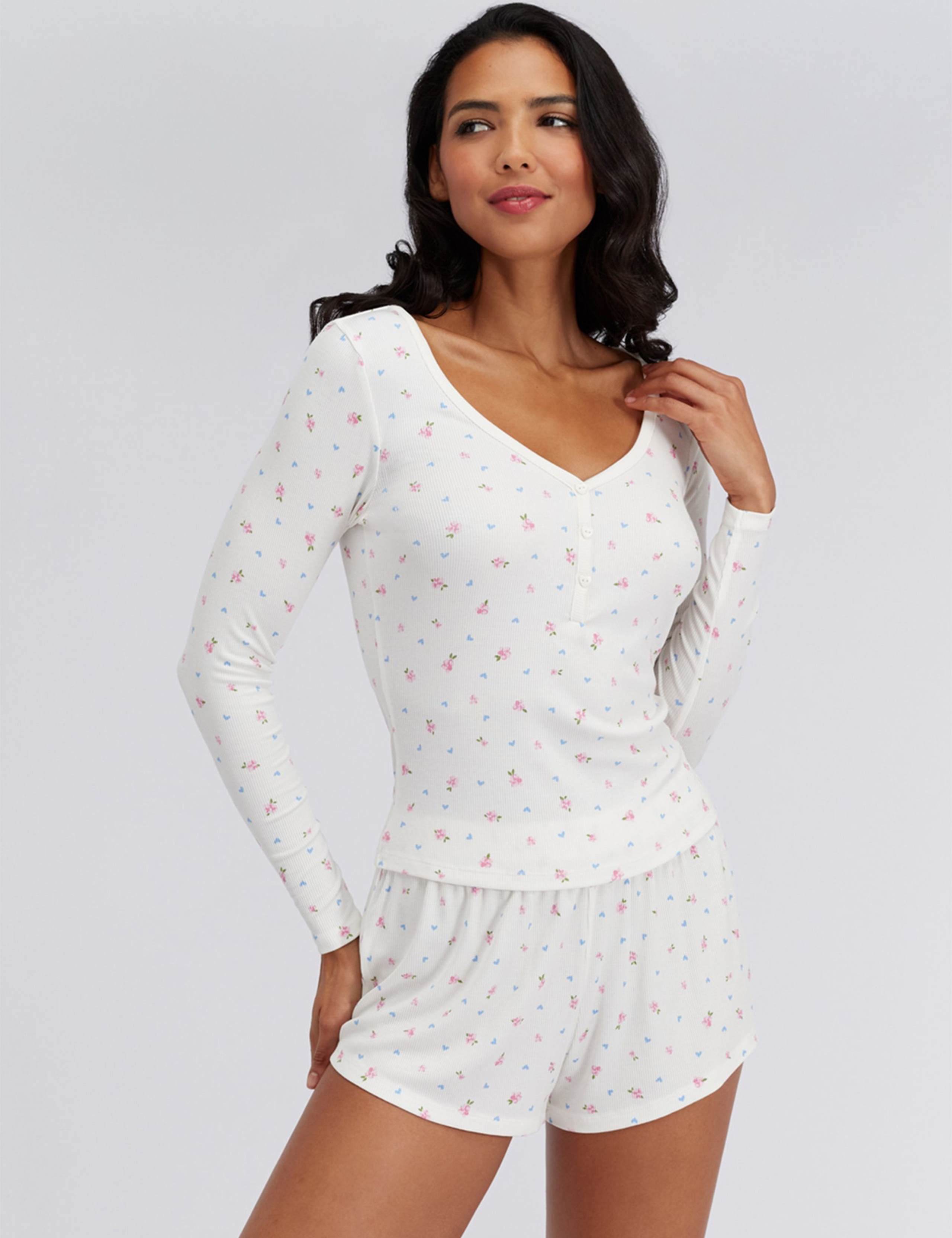 Modal Rich Heart & Floral Pyjamas in a Bag